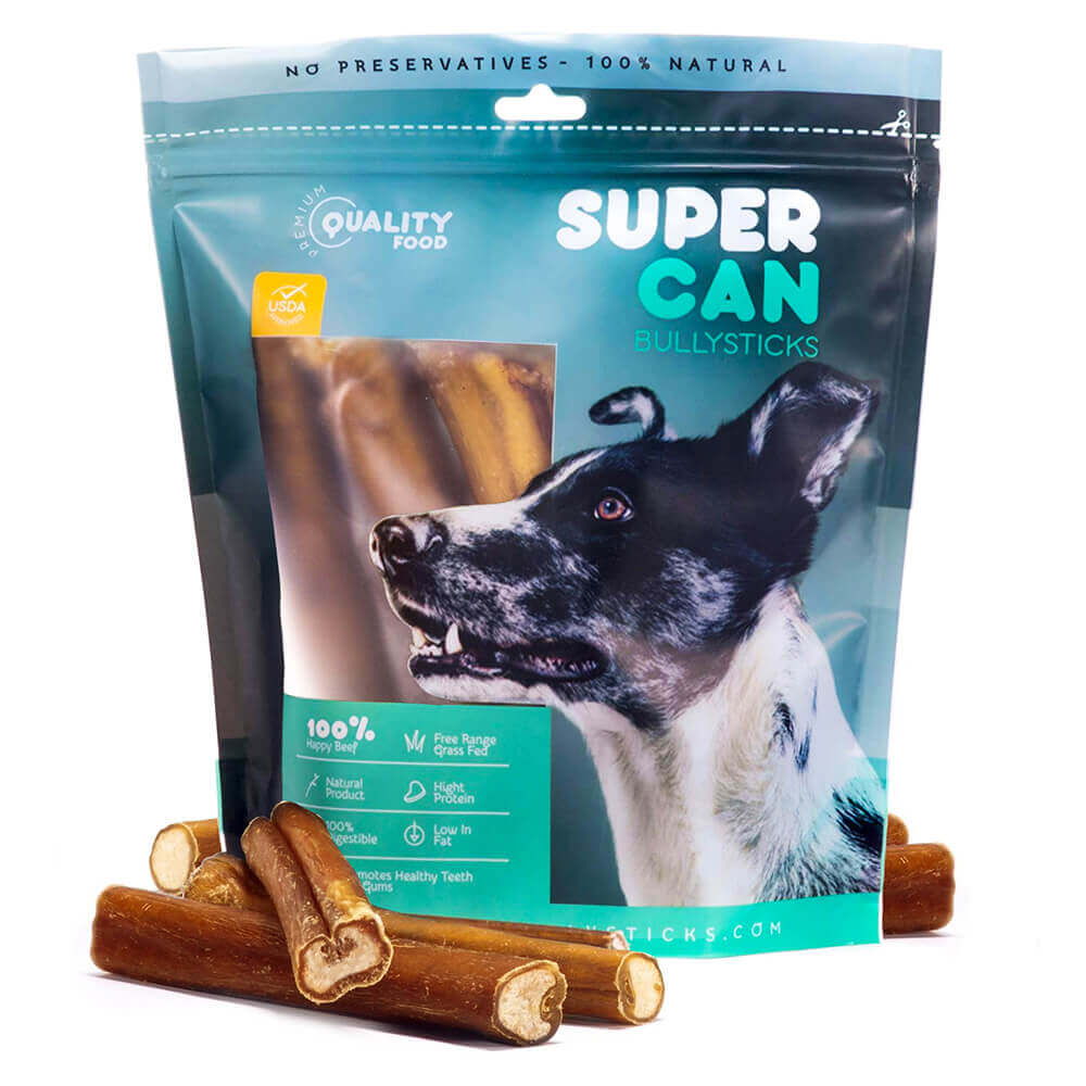 SuperCan 6" Jumbo Bully Sticks (10-Pack) – All-Natural, Long-Lasting Beef Chews for Dogs