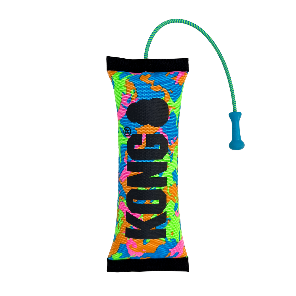KONG Bunji High-Viz Bumper Dog Toy (Medium) – Stretchable Toss & Tug Toy with Rope Handle