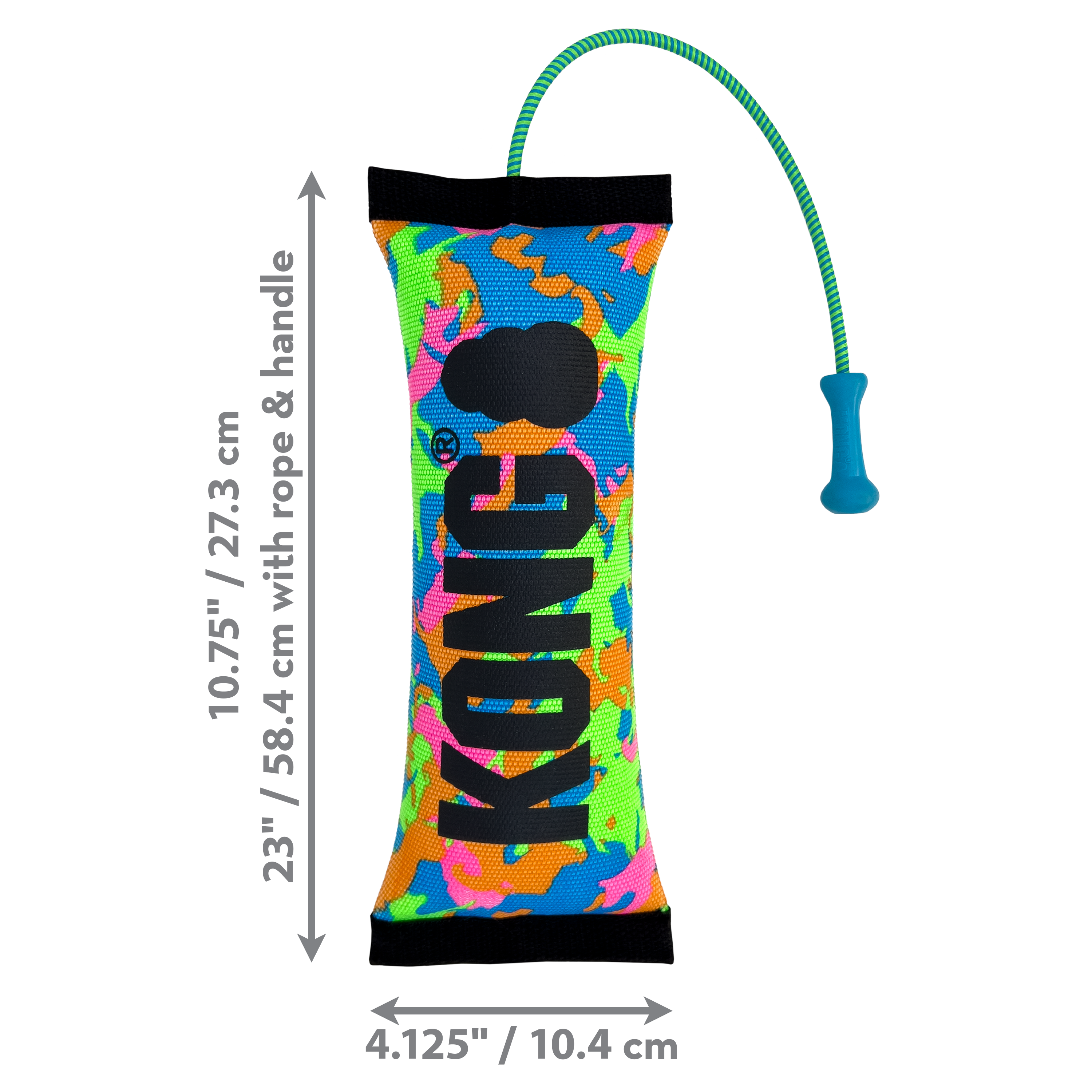 KONG Bunji High-Viz Bumper Dog Toy (Medium) – Stretchable Toss & Tug Toy with Rope Handle