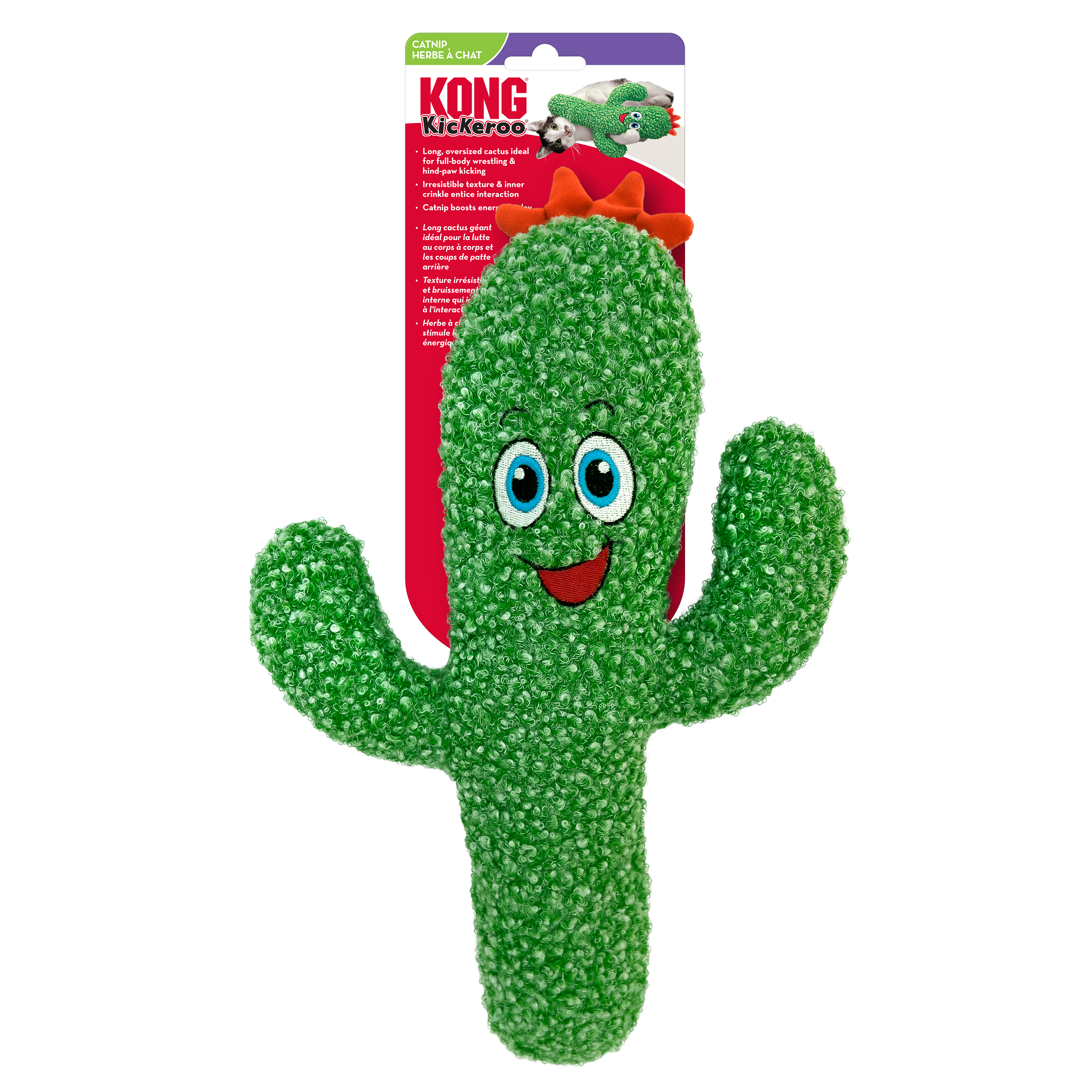 KONG Kickeroo Cactus Cat Toy – Catnip-Filled Plush Wrestling Toy for Cats