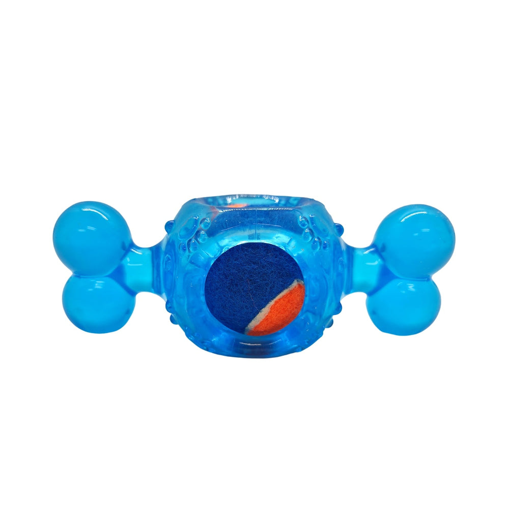 Blue Candy-Inspired Squeaky Dog Chew Toy with Tennis Ball – Durable TPR & Dental Support