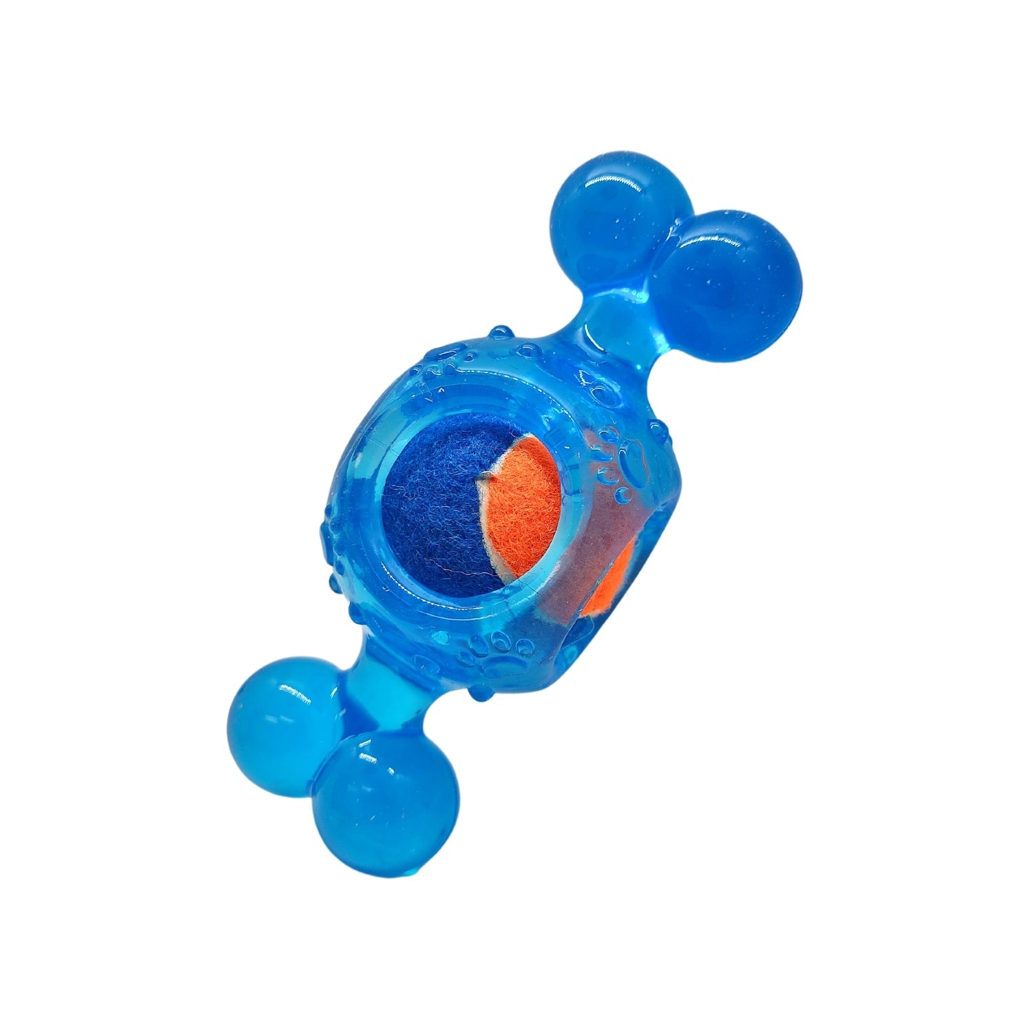 Blue Candy-Inspired Squeaky Dog Chew Toy with Tennis Ball – Durable TPR & Dental Support