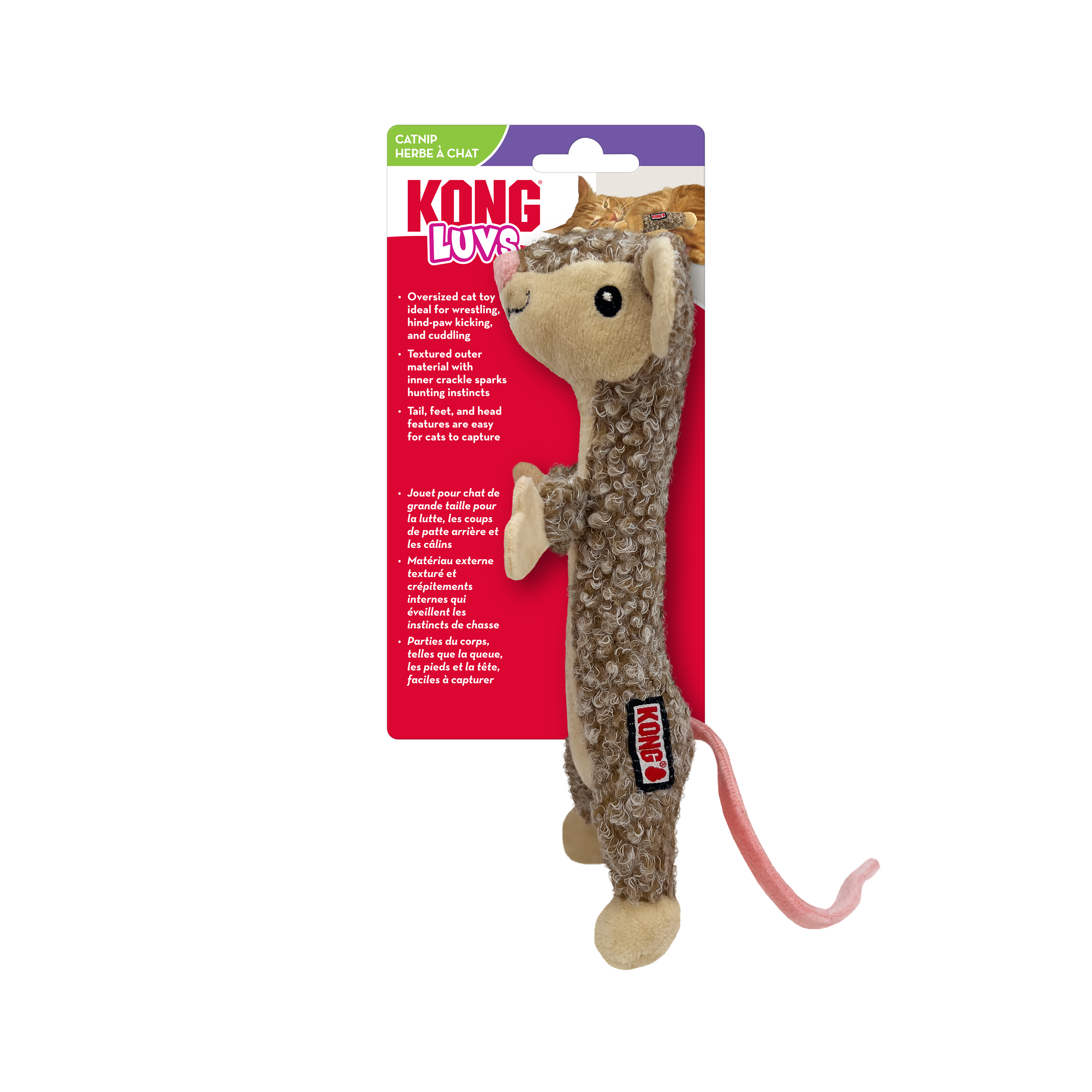 KONG Luvs Mouse Cat Toy – Oversized Plush with Catnip & Crinkle