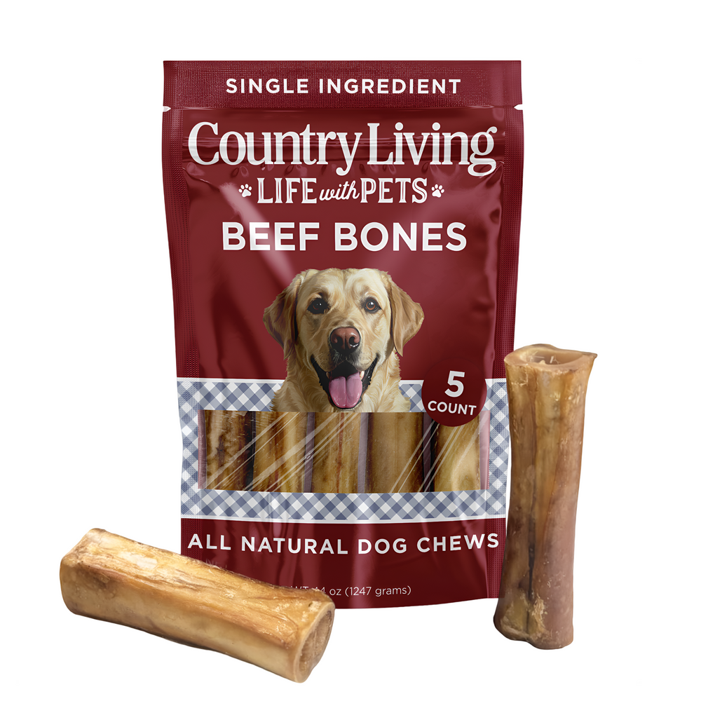 Country Living 5”–6” Beef Center Cut Bones | 5-Pack All-Natural Long-Lasting Rawhide-Free Dog Chews