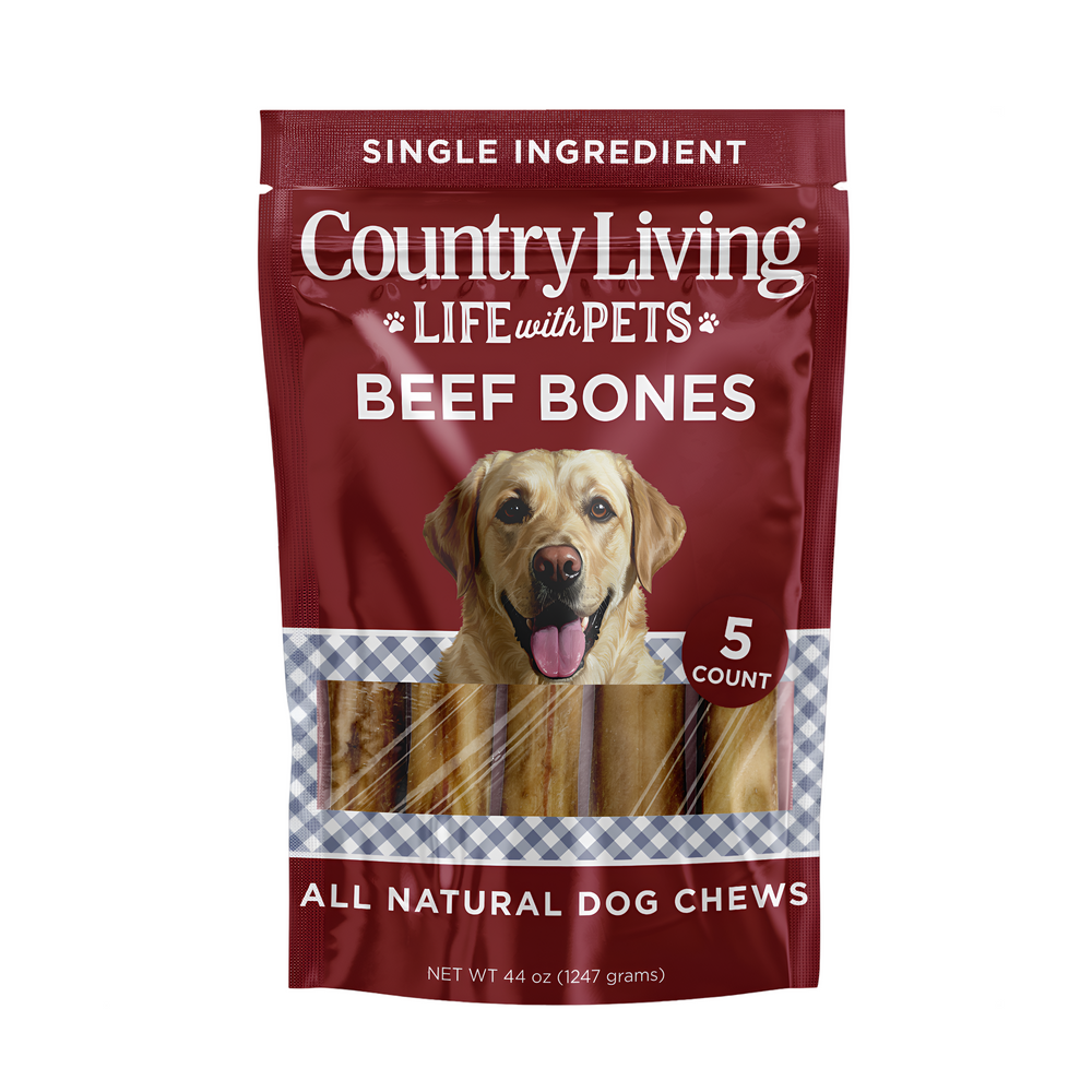 Country Living 5”–6” Beef Center Cut Bones | 5-Pack All-Natural Long-Lasting Rawhide-Free Dog Chews