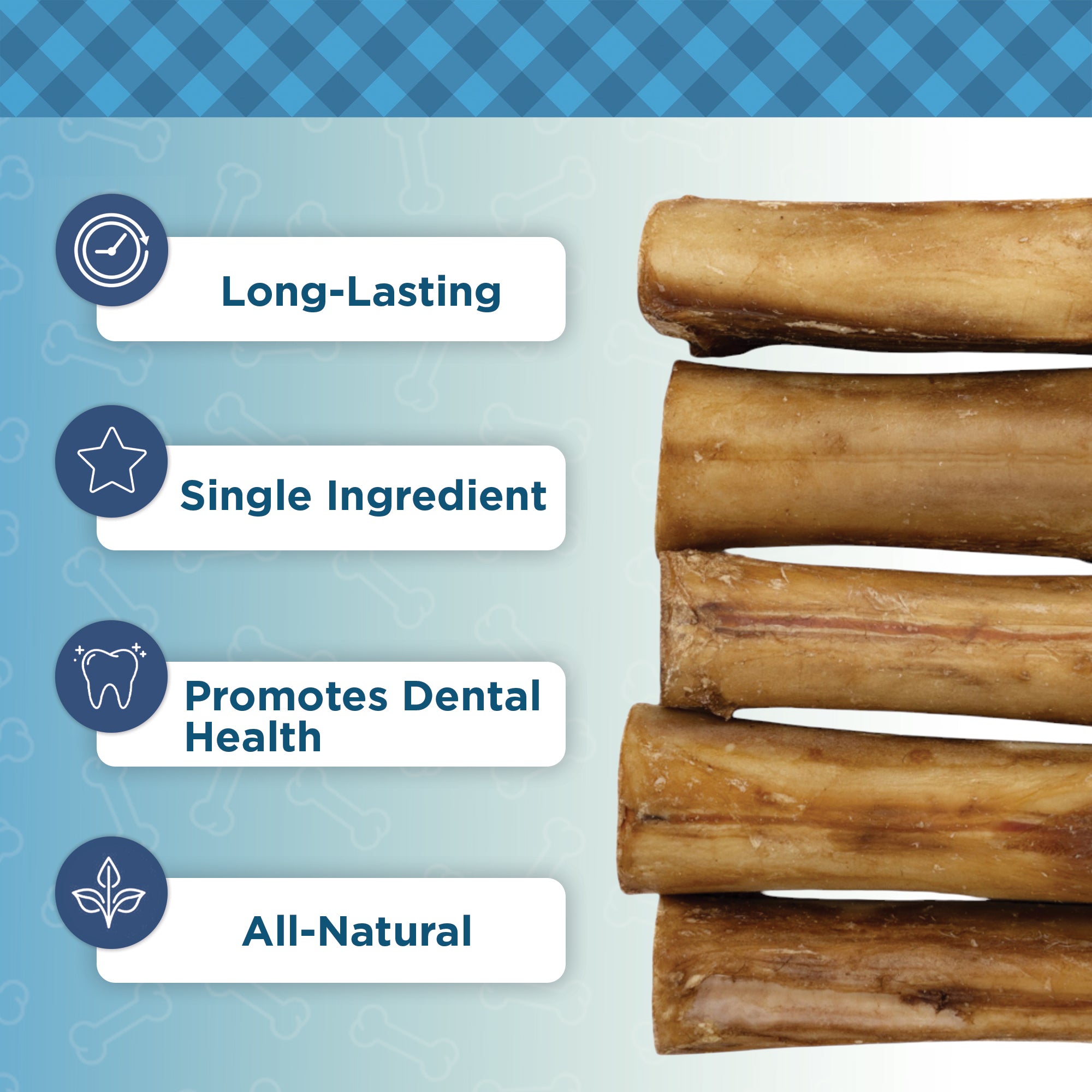 Country Living 5”–6” Beef Center Cut Bones | 5-Pack All-Natural Long-Lasting Rawhide-Free Dog Chews