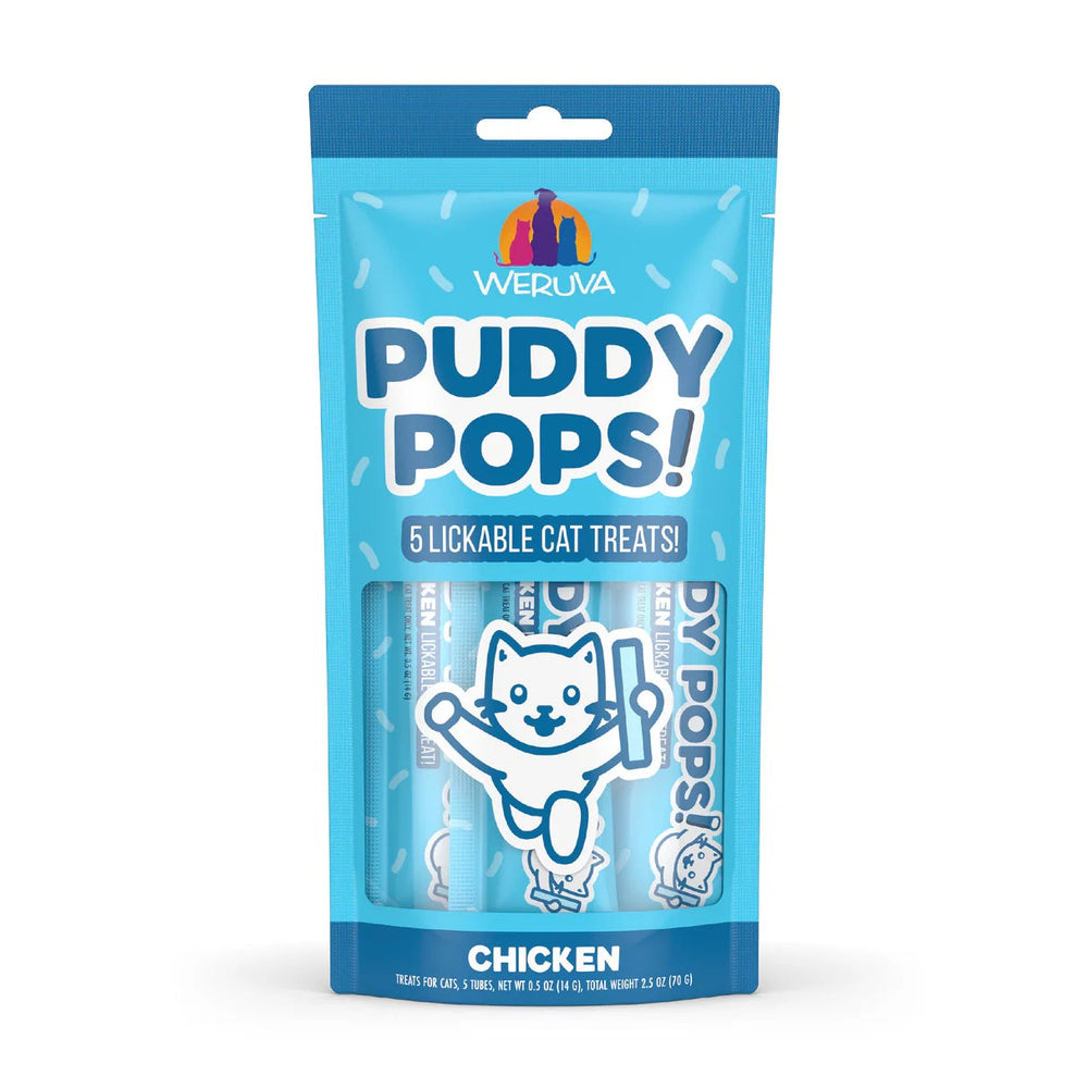 Weruva Puddy Pops Chicken Lickable Cat Treats – Hydrating High-Protein Cat Treat Tubes