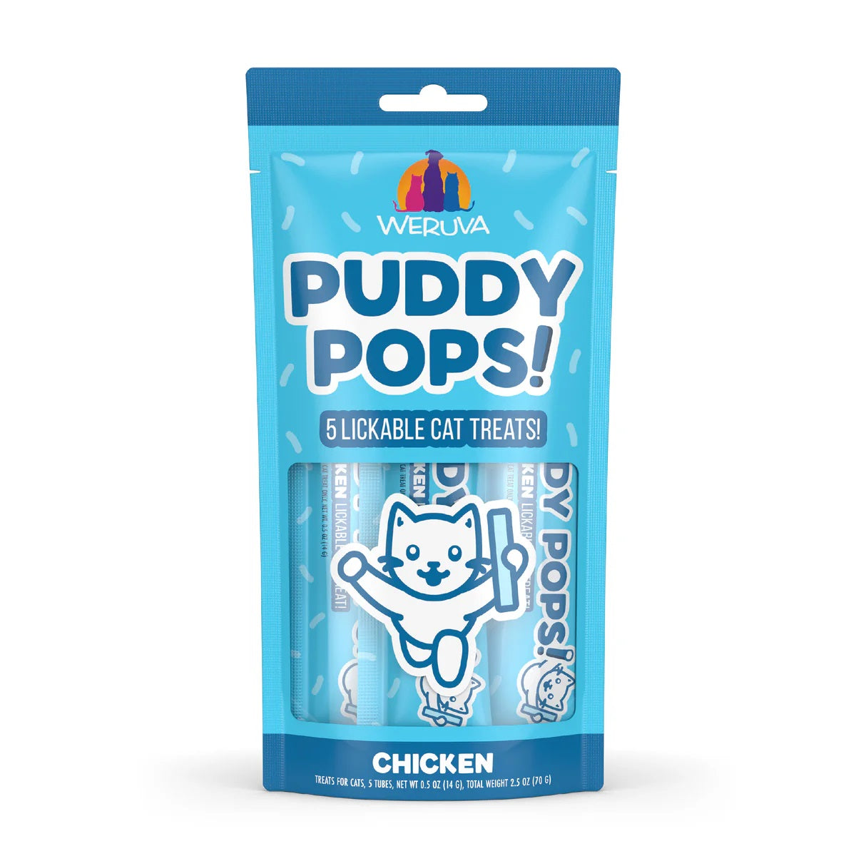 Weruva Puddy Pops Chicken Lickable Cat Treats – Hydrating High-Protein Cat Treat Tubes