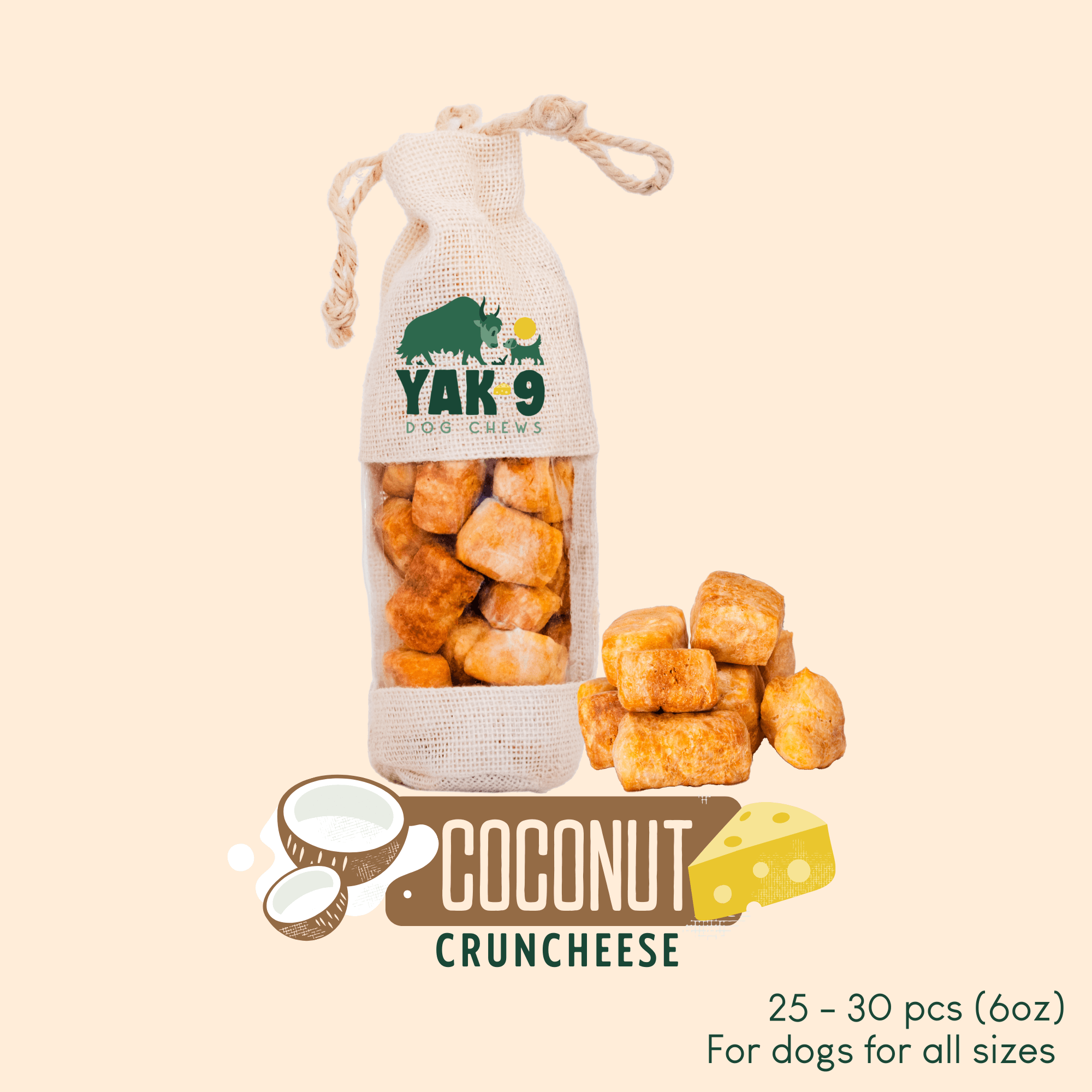 Yak9 CrunCheese Yak Cheese Dog Treats – Crunchy High-Protein Himalayan Training Treats