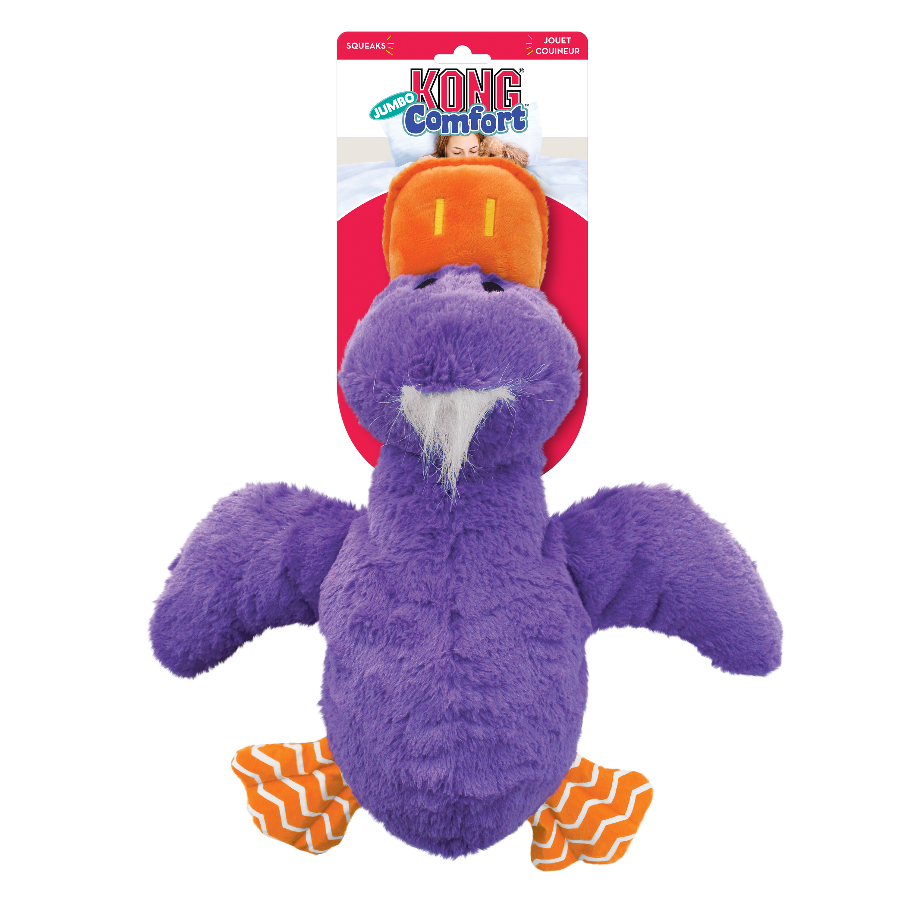 KONG Comfort Jumbo Duck – XL Plush Dog Toy for Cuddling & Play