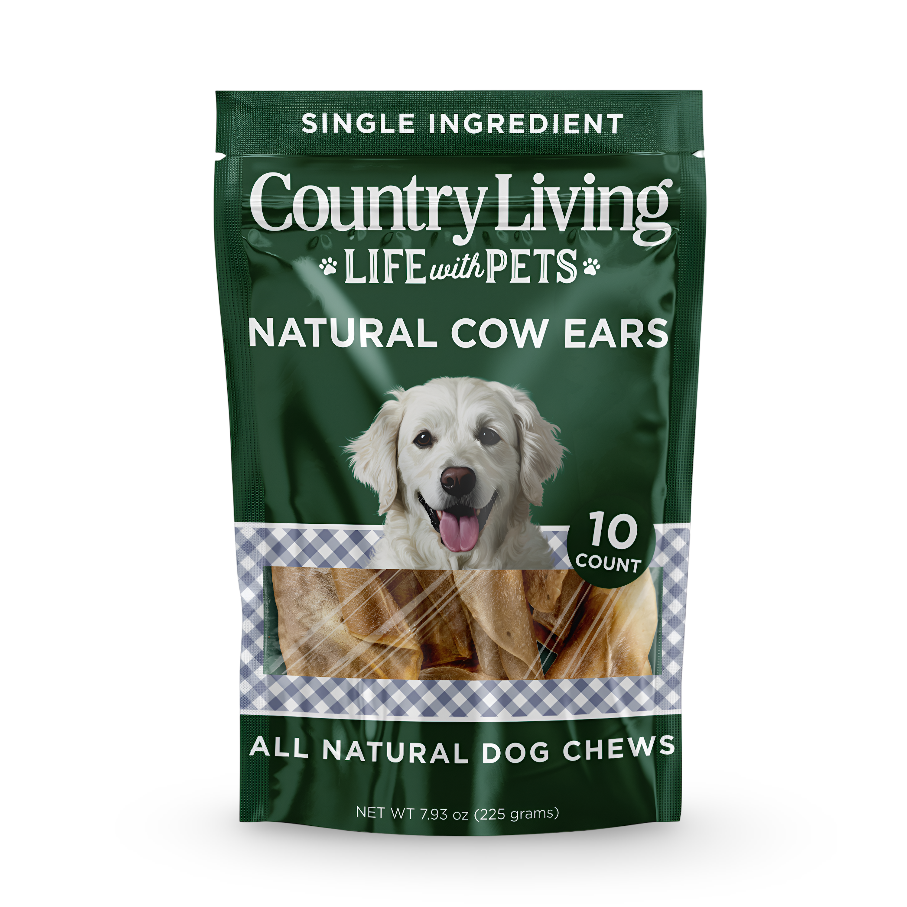 Country Living Natural Cow Ears Dog Chews | 10-Pack All-Natural Long-Lasting Rawhide-Free Treats