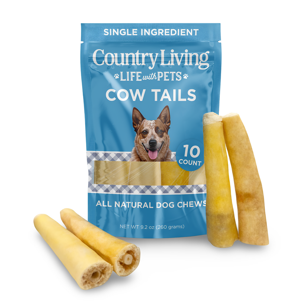 Country Living 5”–7” Cow Tails Dog Chews | 10-Pack All-Natural Long-Lasting High-Protein Rawhide-Free Beef Treats