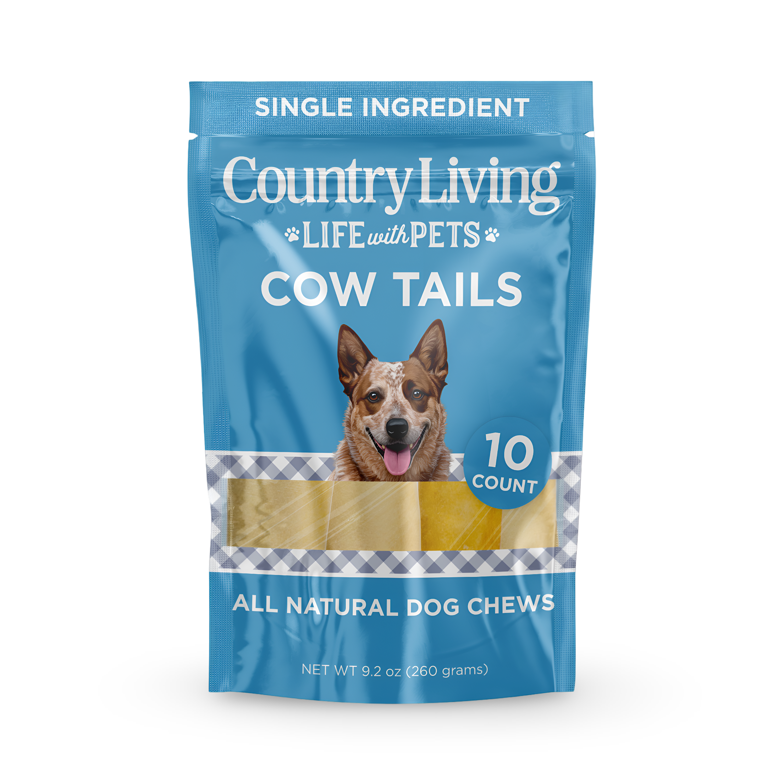 Country Living 5”–7” Cow Tails Dog Chews | 10-Pack All-Natural Long-Lasting High-Protein Rawhide-Free Beef Treats