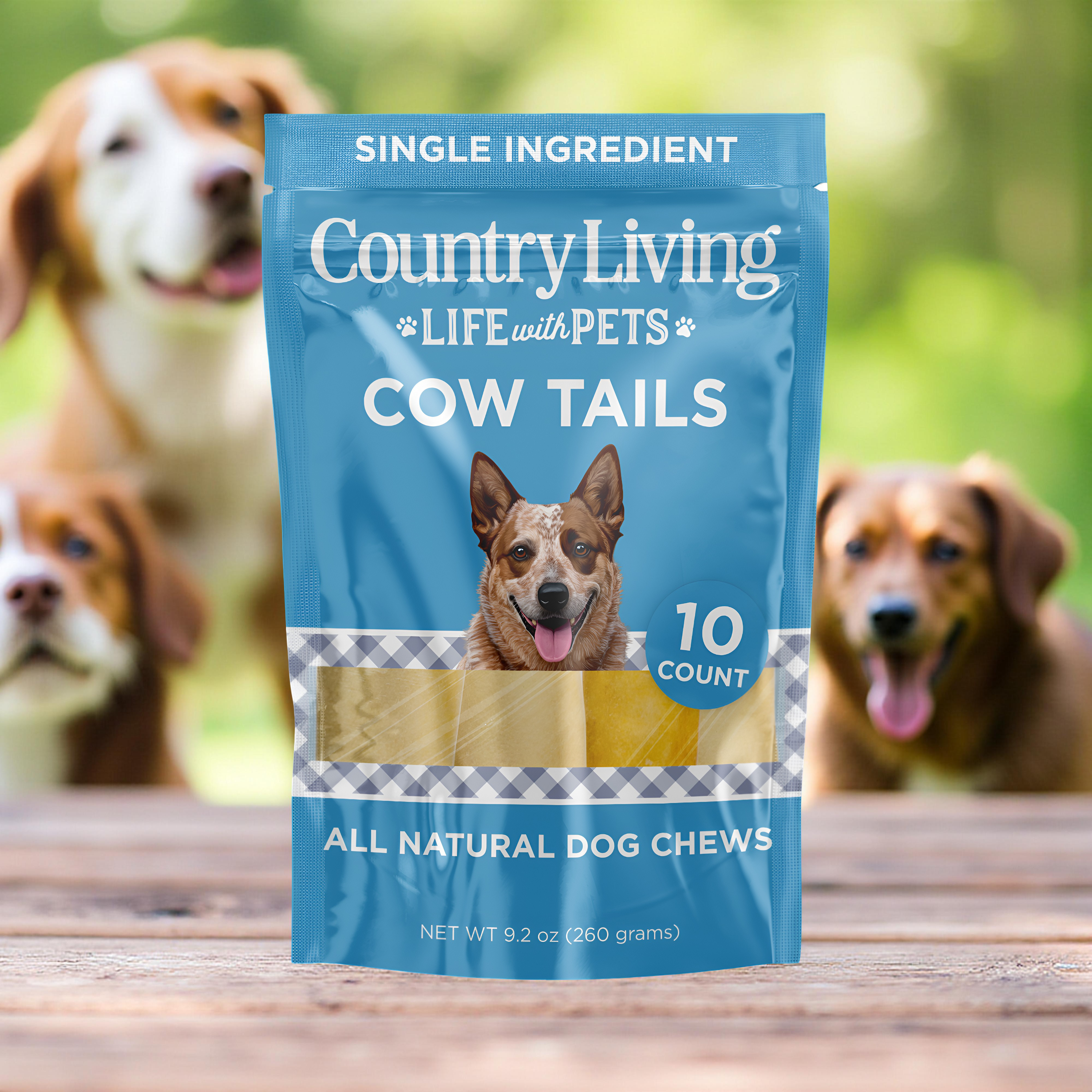 Country Living 5”–7” Cow Tails Dog Chews | 10-Pack All-Natural Long-Lasting High-Protein Rawhide-Free Beef Treats