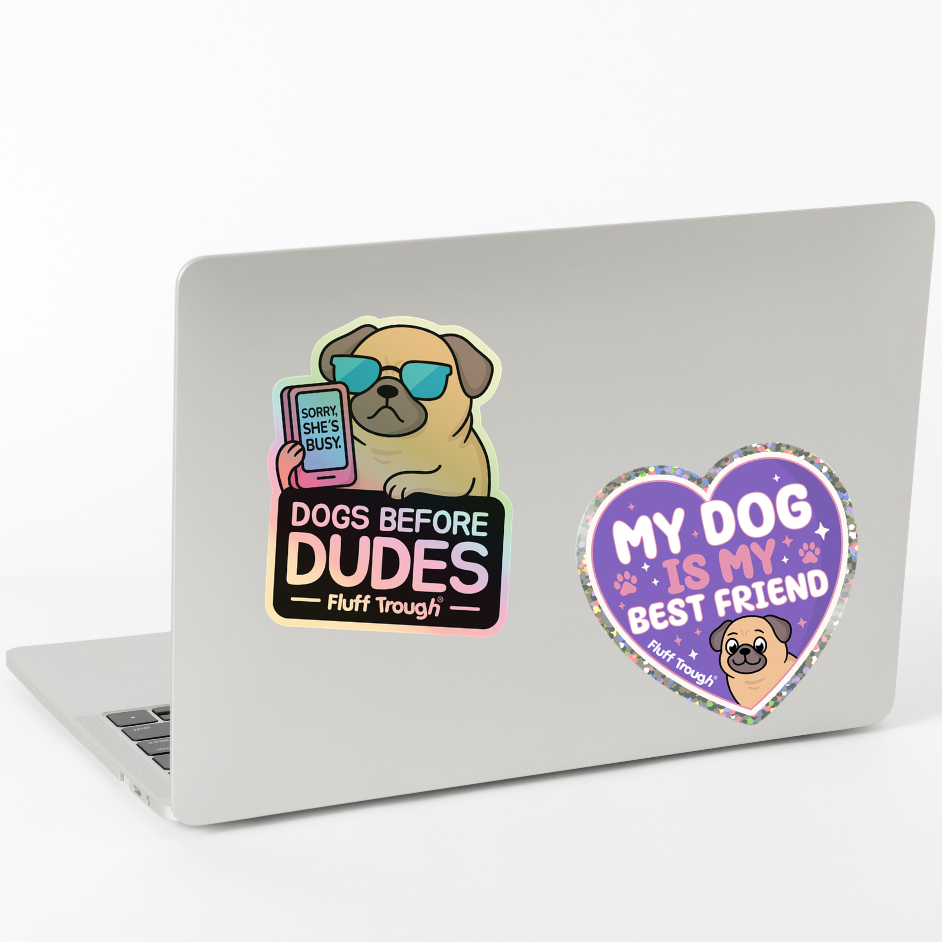 Dogs Before Dudes Holographic Sticker – Waterproof Vinyl Dog Lover Decal for Laptop, Water Bottle & Car