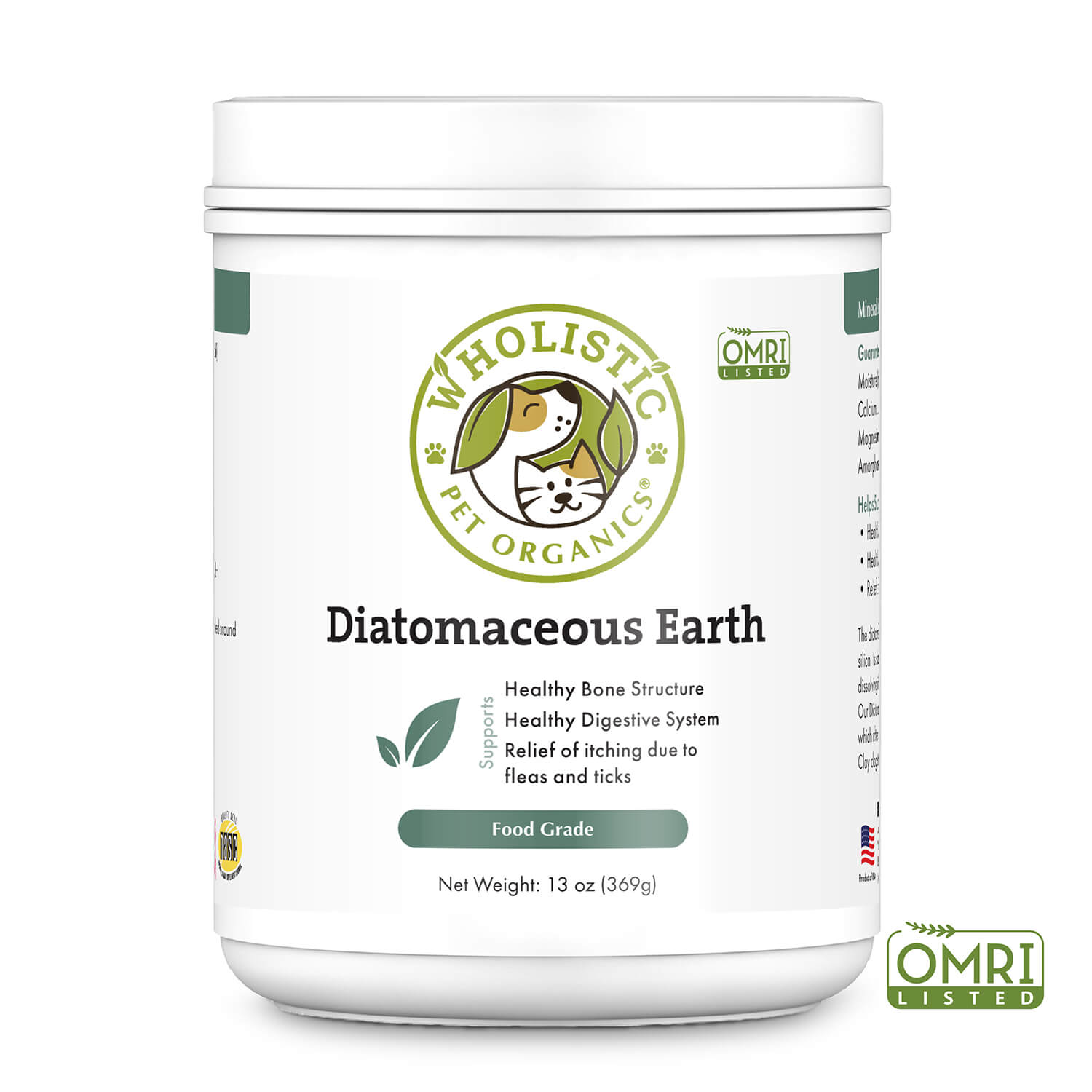 Wholistic Pet Organics Diatomaceous Earth – Food-Grade Mineral Support for Dogs & Cats