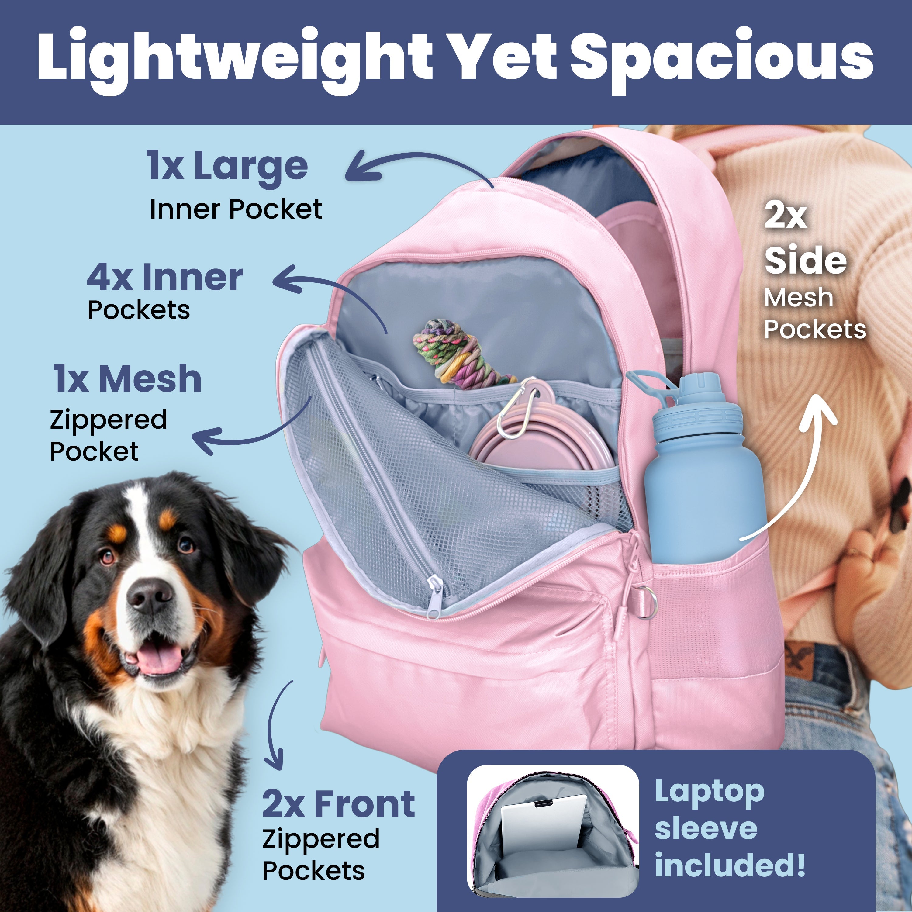 Rubyloo The Original Doggy Bag™ Backpack for Dog Supplies – Airline-Approved Dog Travel Backpack with Food Storage & Collapsible Bowls