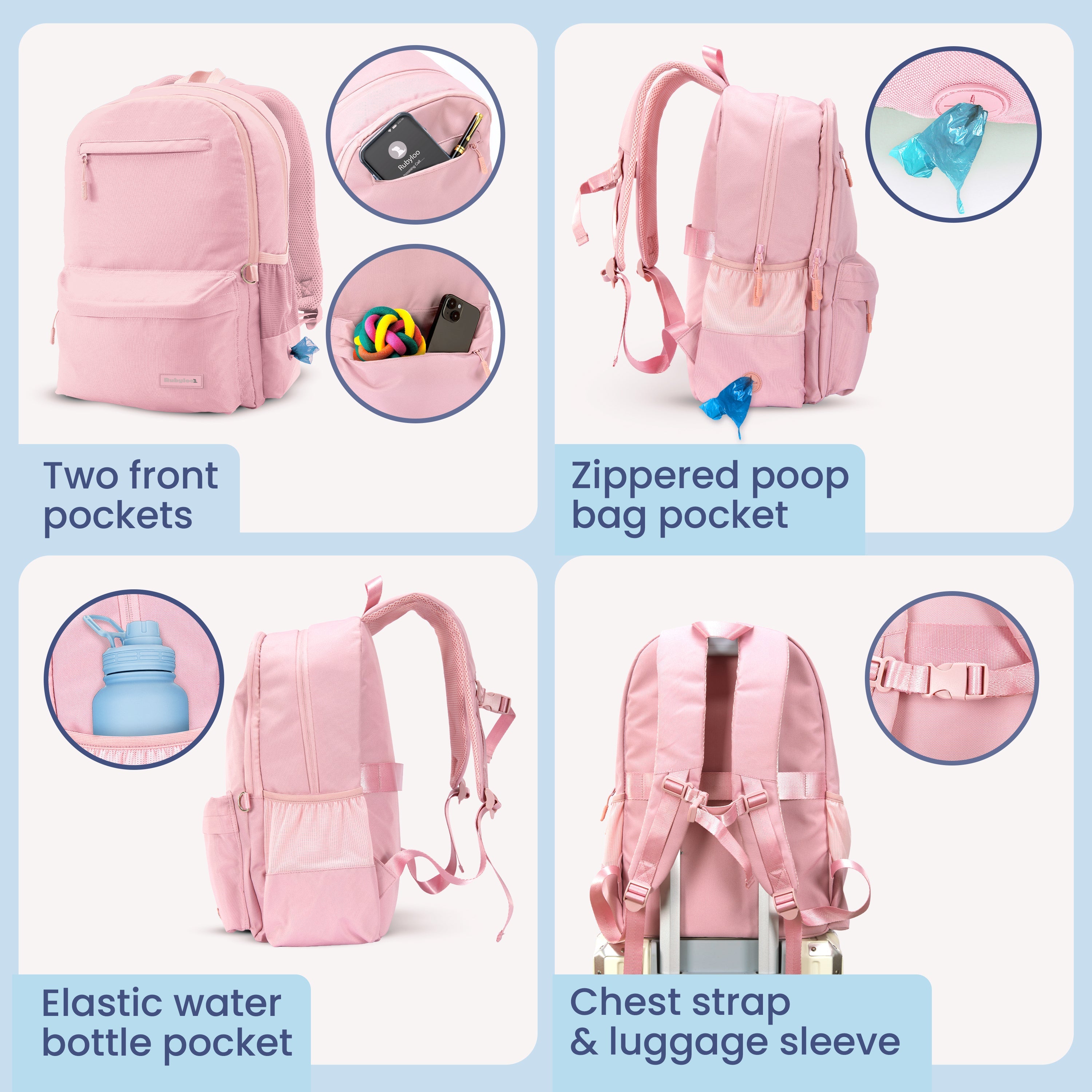 Rubyloo The Original Doggy Bag™ Backpack for Dog Supplies – Airline-Approved Dog Travel Backpack with Food Storage & Collapsible Bowls