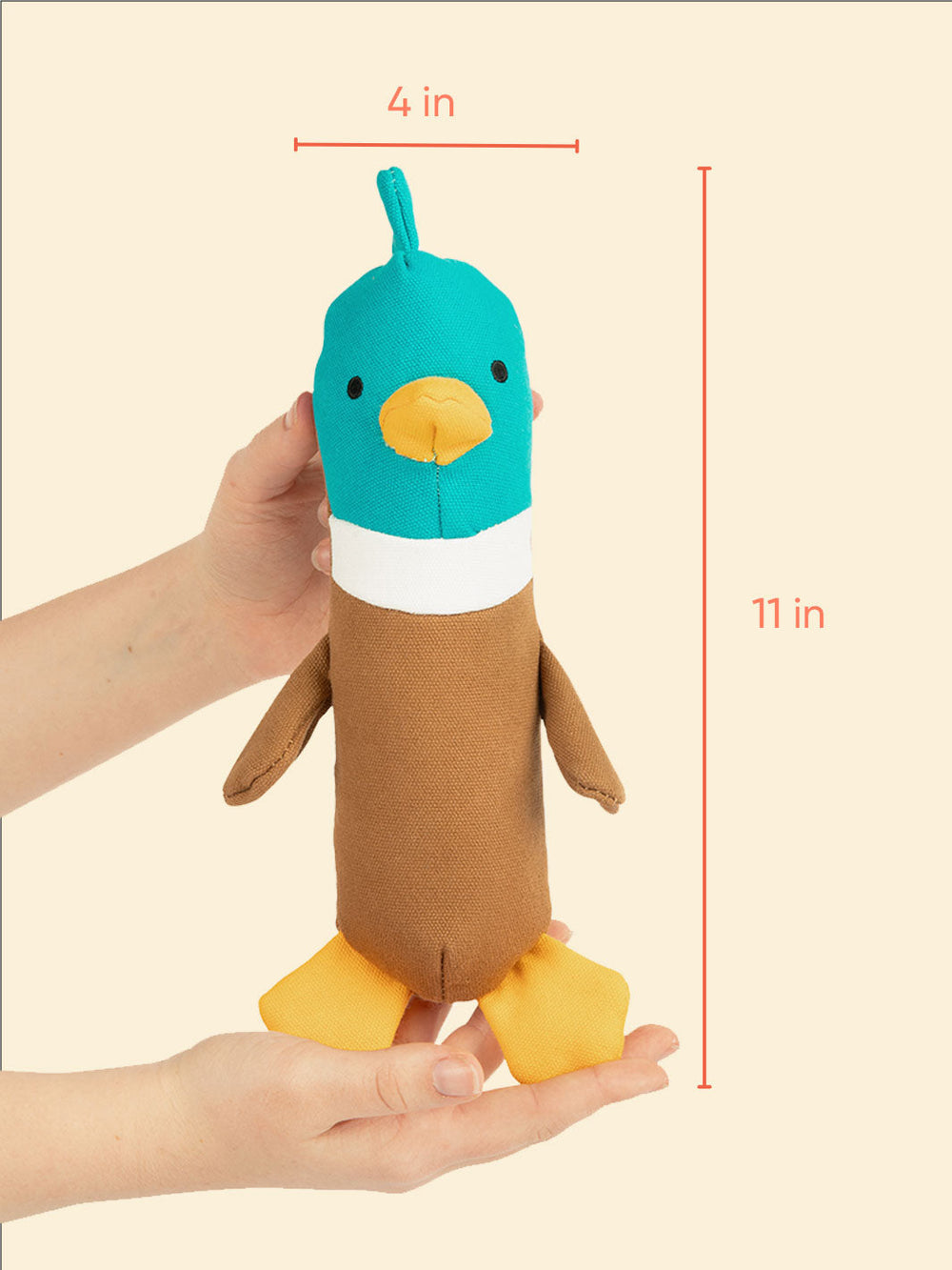Quackers Plush Duck Dog Toy – Durable Canvas Crinkle Toy