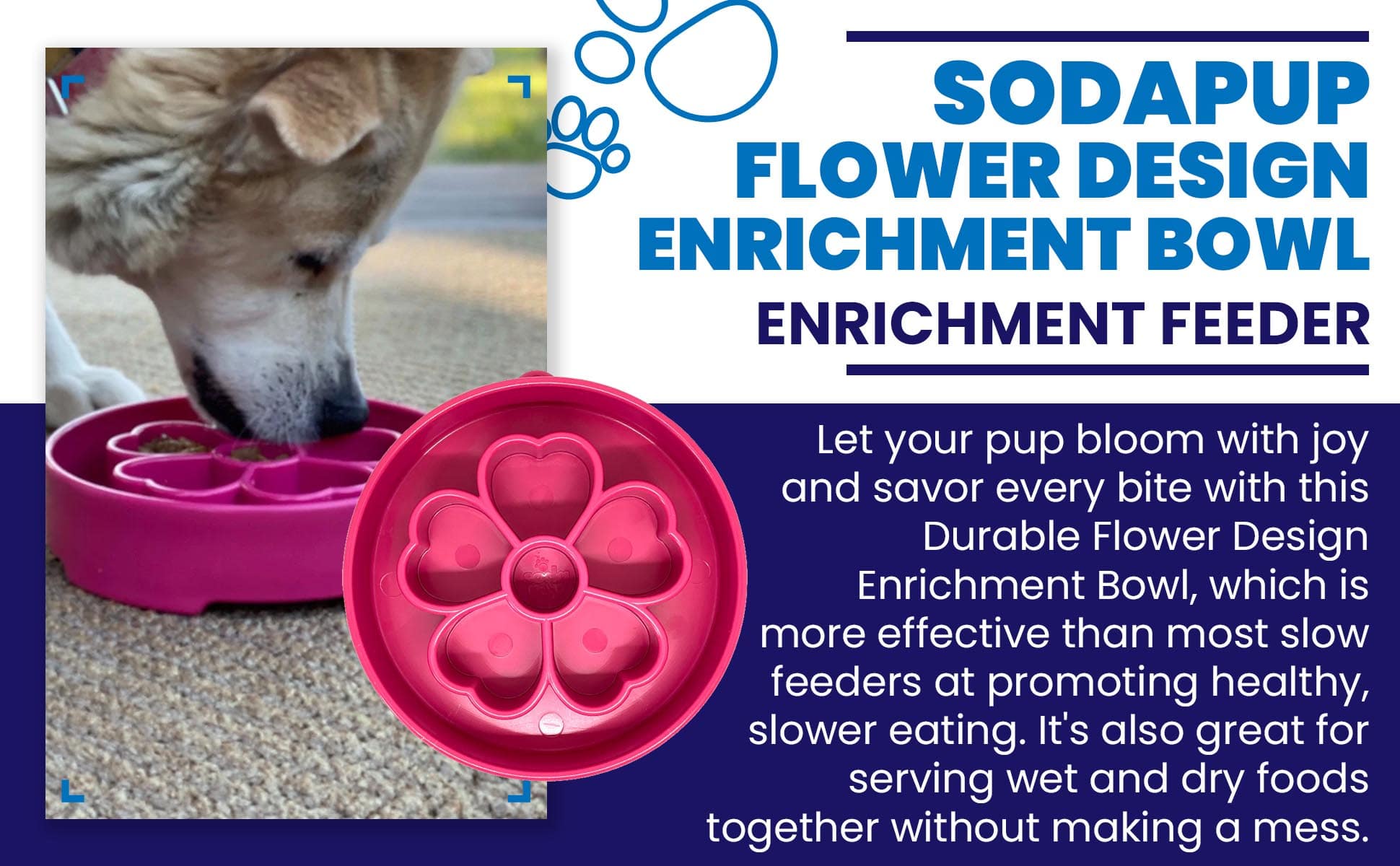 Flower Design eBowl – Slow Feeder Dog Bowl for Healthier Eating