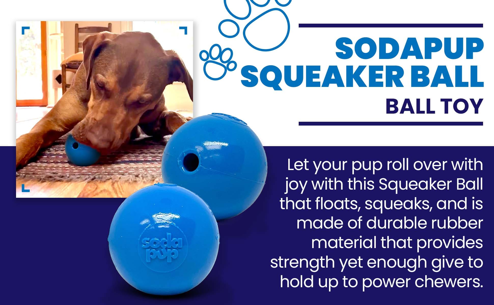 SodaPup Squeak Ball Dog Toy – Durable Floating Squeaky Fetch & Chew Toy (USA Made)