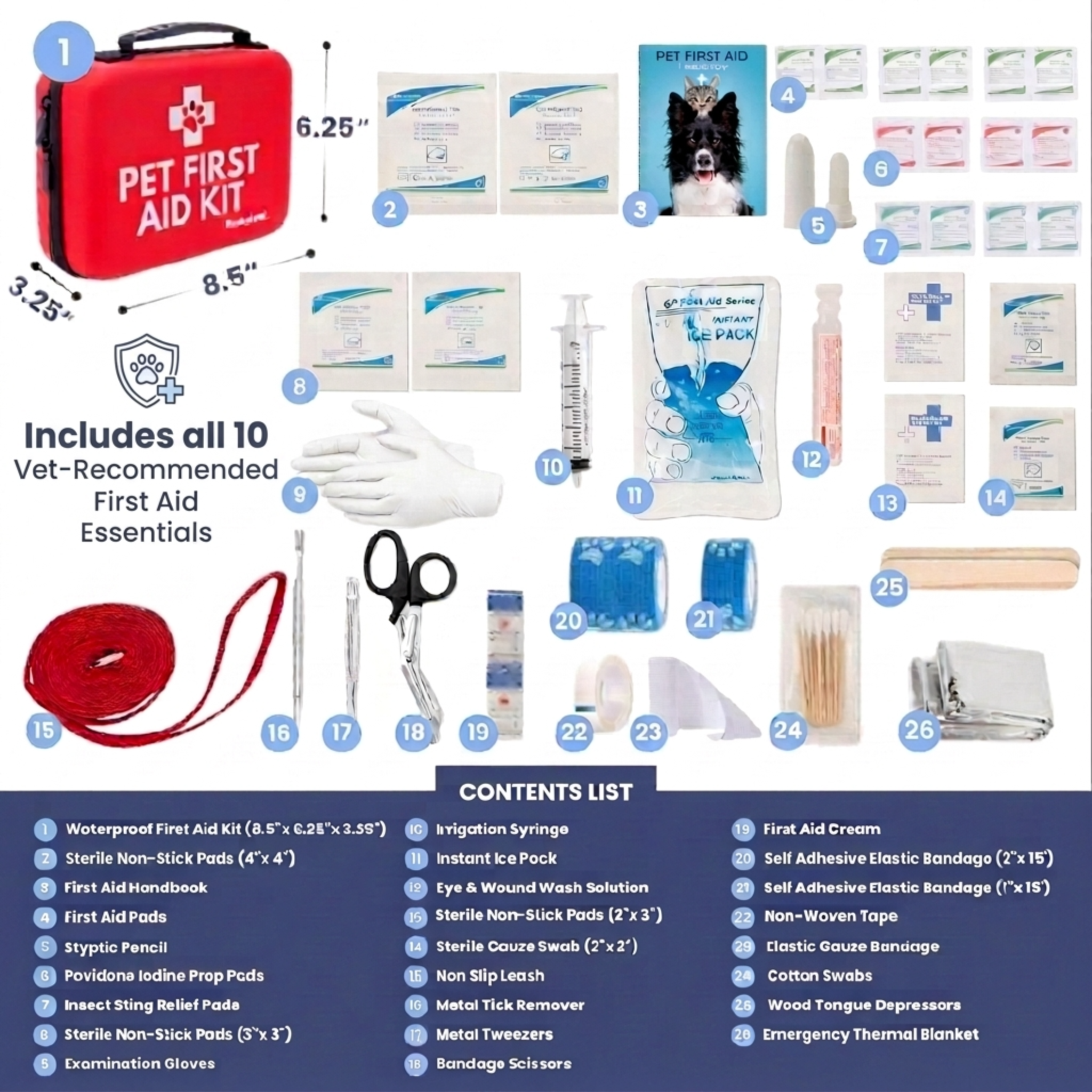 Pet First Aid Kit for Dogs & Cats – Vet-Approved Emergency Essentials for Travel, Hiking & Home