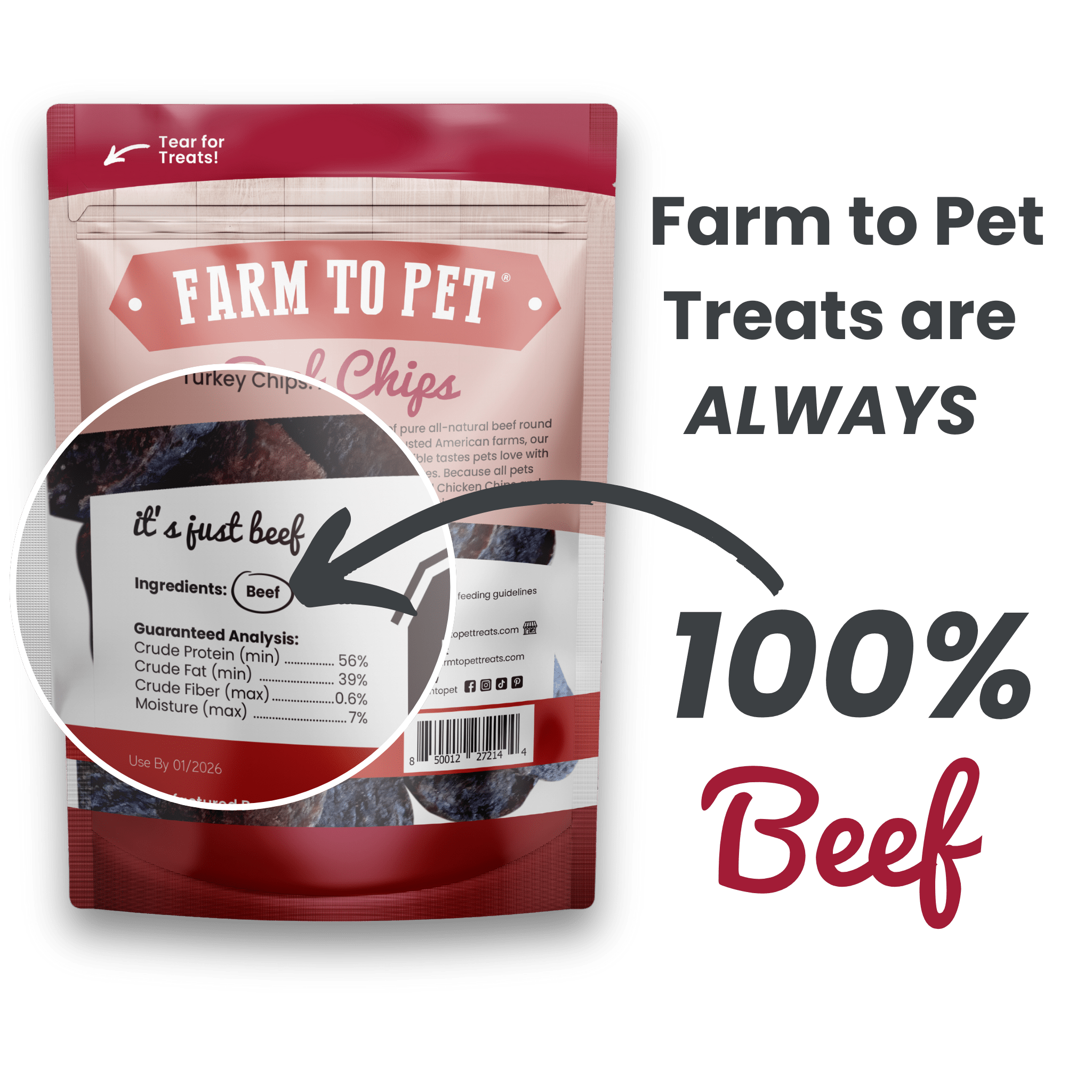 All-Natural Beef Chips for Dogs – High-Protein Dog Treats Made in the USA