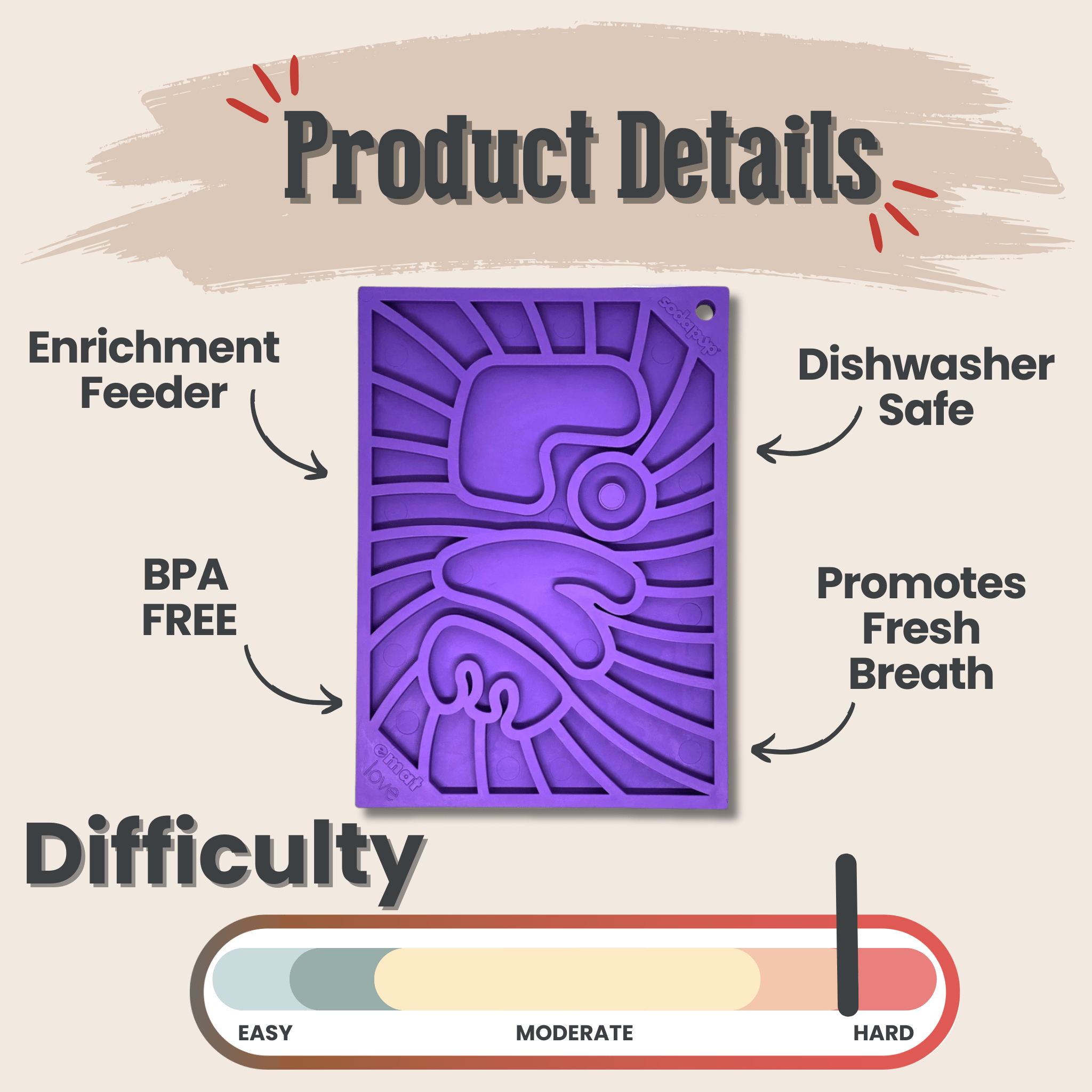 SodaPup Cat Lick Mat – Small Enrichment Licking Mat for Cats & Small Dogs | Made in USA