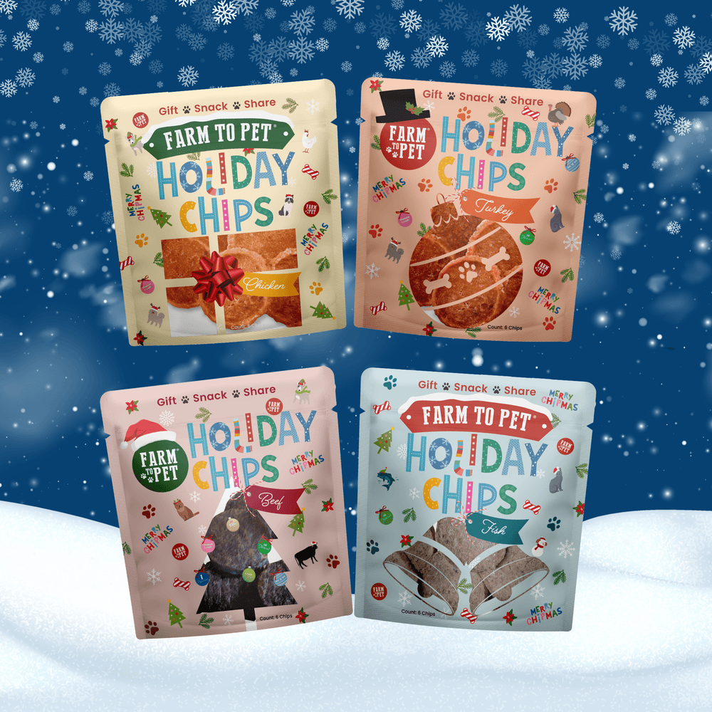 Holiday Snack Stuffer Bundles – 12 or 24 Pack Single-Ingredient Dog & Cat Treat Bags