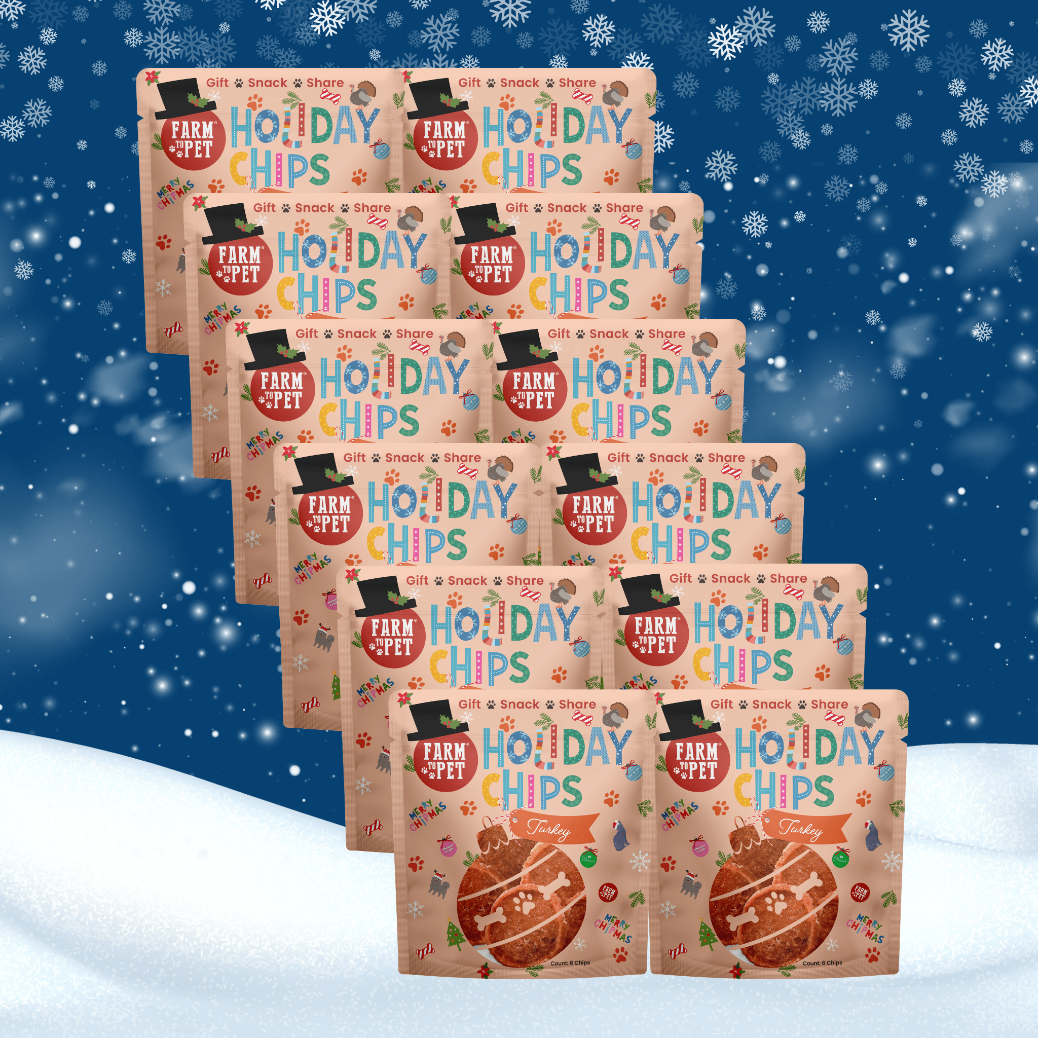 Holiday Snack Stuffer Bundles – 12 or 24 Pack Single-Ingredient Dog & Cat Treat Bags