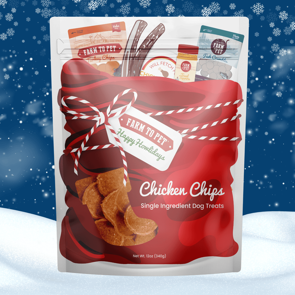 Santa Paws’ Chicken Chips Gift Sack for Dogs and Cats– 12 oz Single-Ingredient Holiday Dog Treats