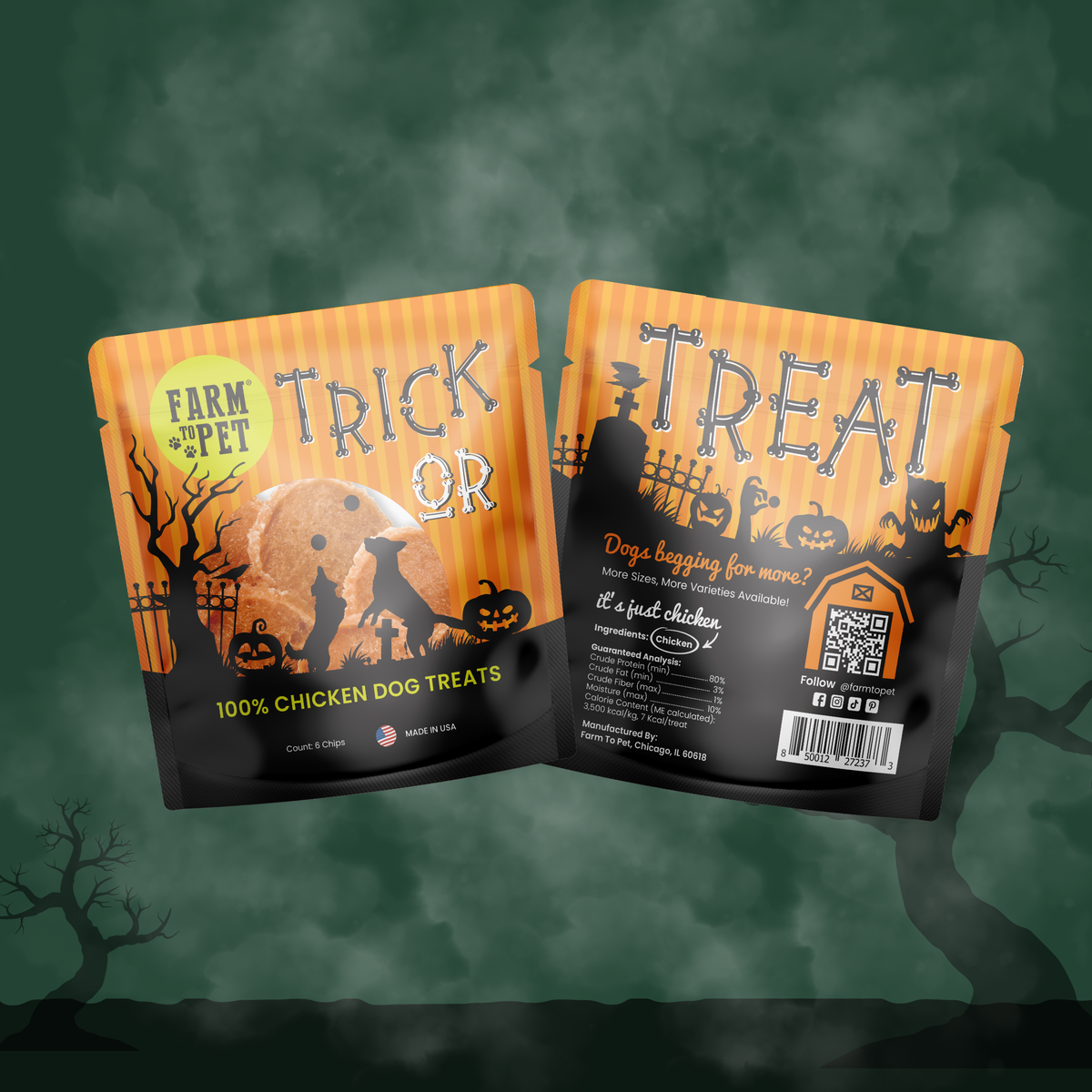 Farm to Pet Halloween Dog Treat Snack Packs – Single Ingredient Variety Pack