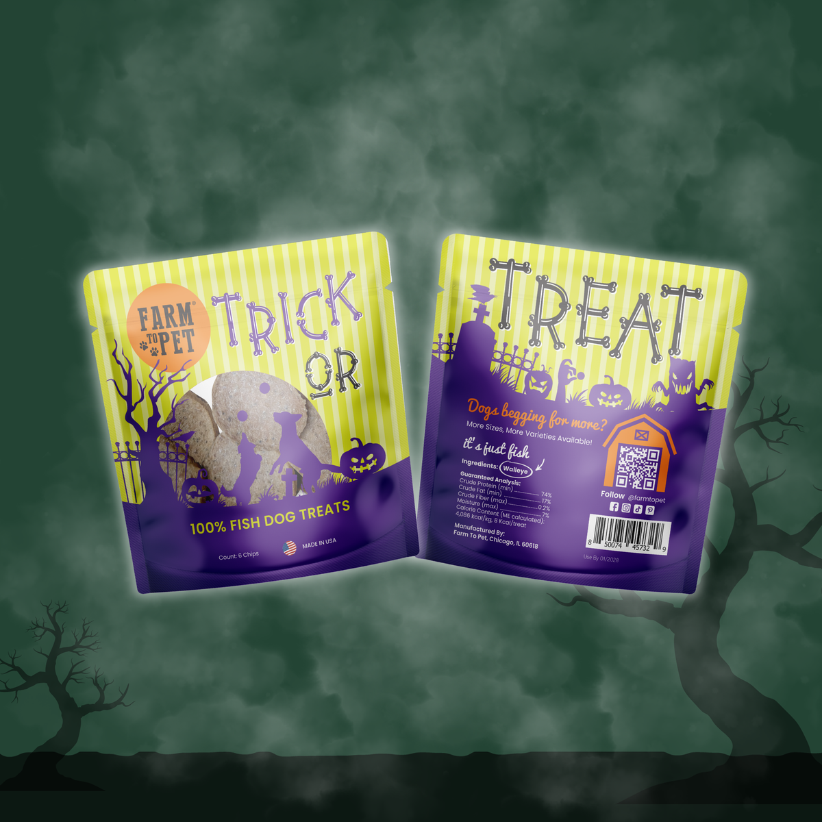 Farm to Pet Halloween Dog Treat Snack Packs – Single Ingredient Variety Pack