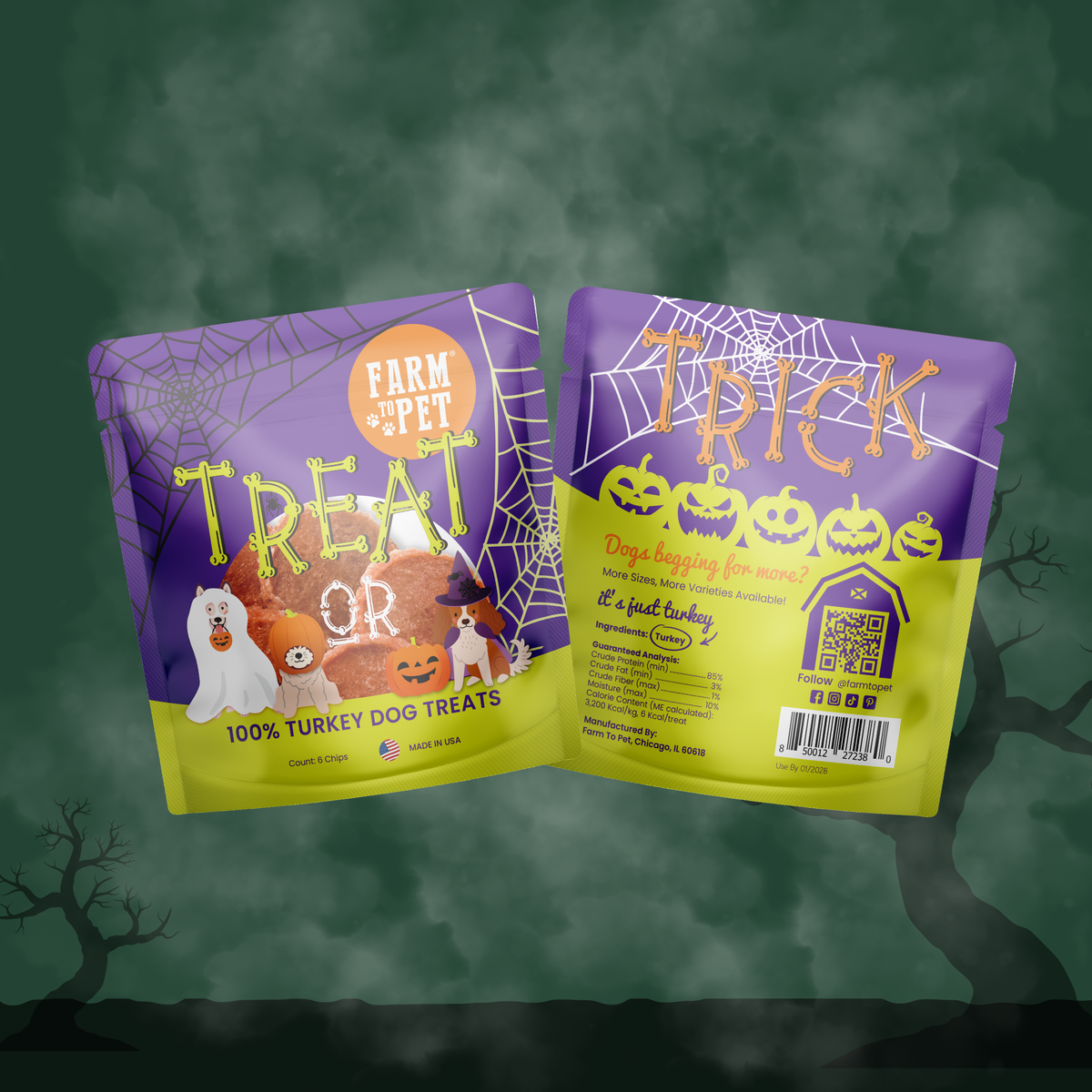 Farm to Pet Halloween Dog Treat Snack Packs – Single Ingredient Variety Pack
