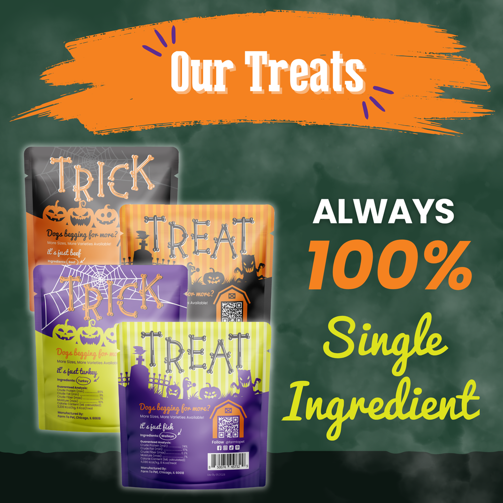 Farm to Pet Halloween Dog Treat Snack Packs – Single Ingredient Variety Pack