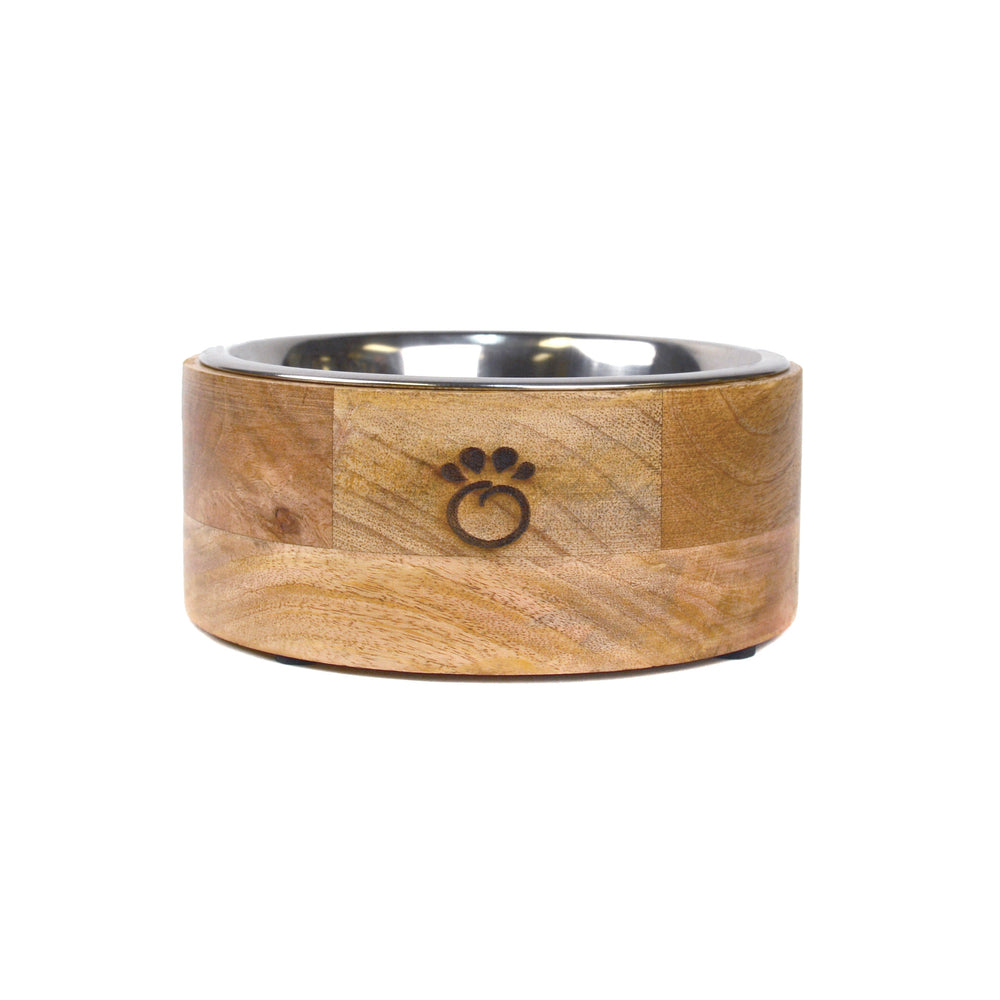 Mango Wood Pet Bowl – Single Elevated Feeder for Dogs & Cats | Stylish & Durable