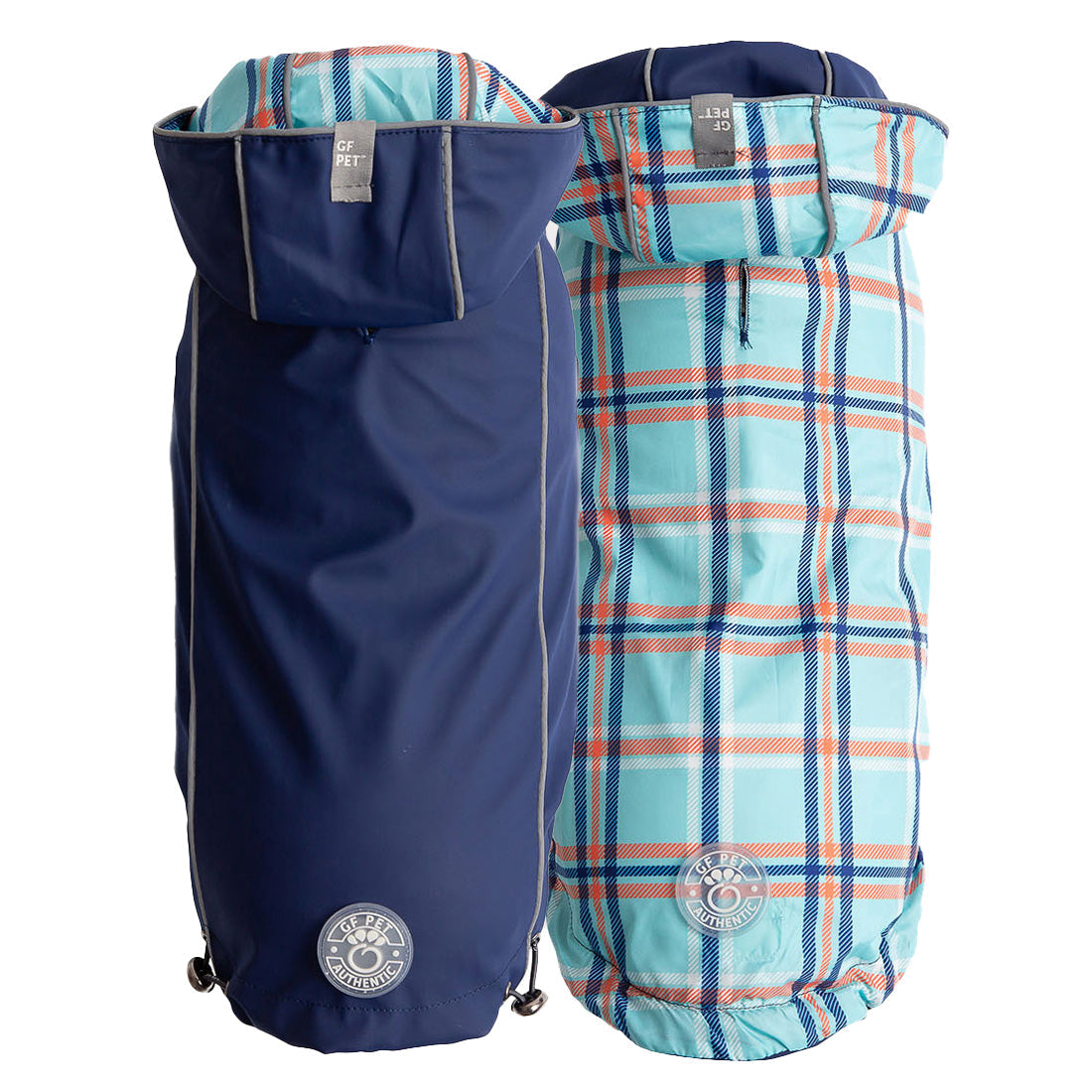 GF PET® Elasto-FIT® Reversible Navy Dog Raincoat – Waterproof & Adjustable Fit