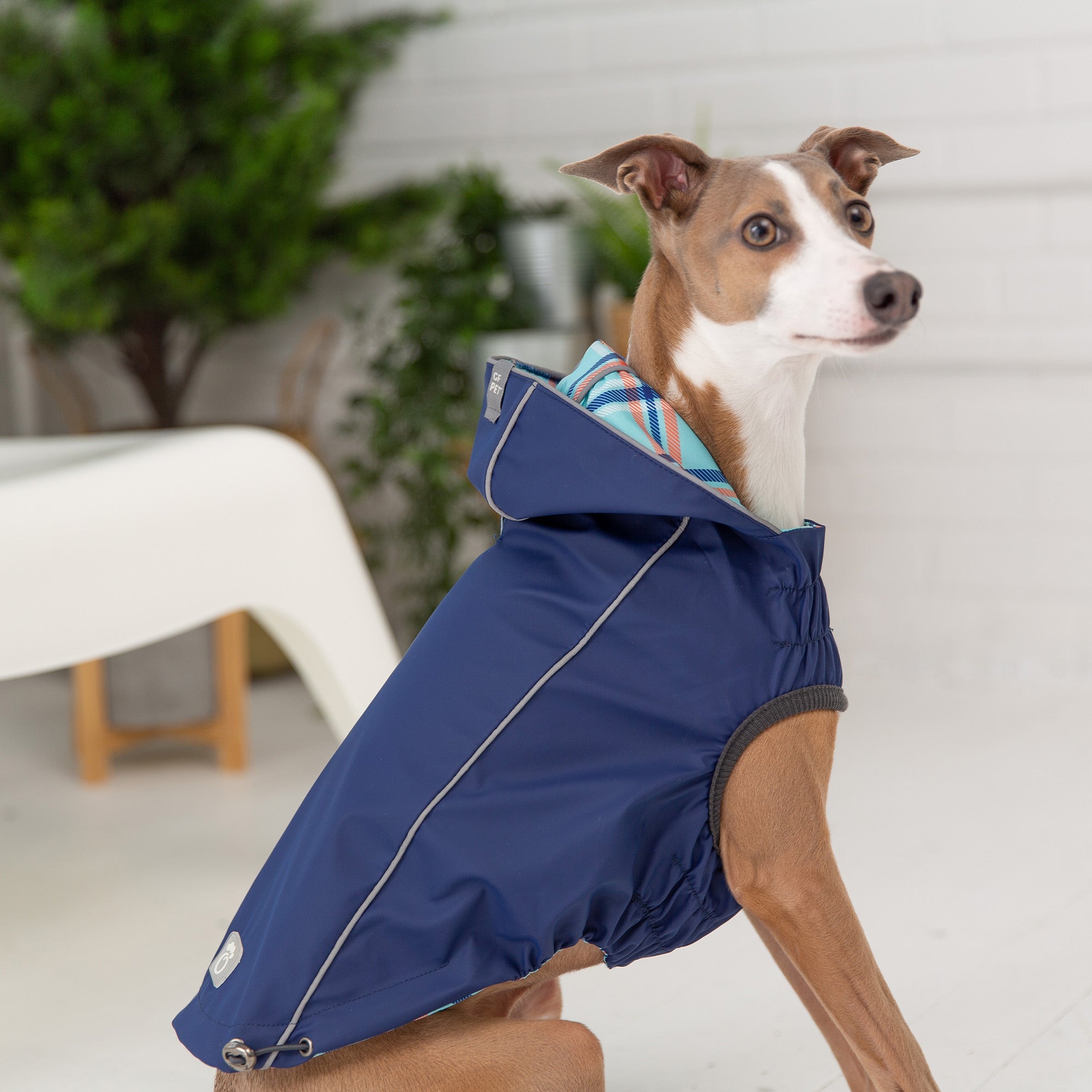 GF PET® Elasto-FIT® Reversible Navy Dog Raincoat – Waterproof & Adjustable Fit