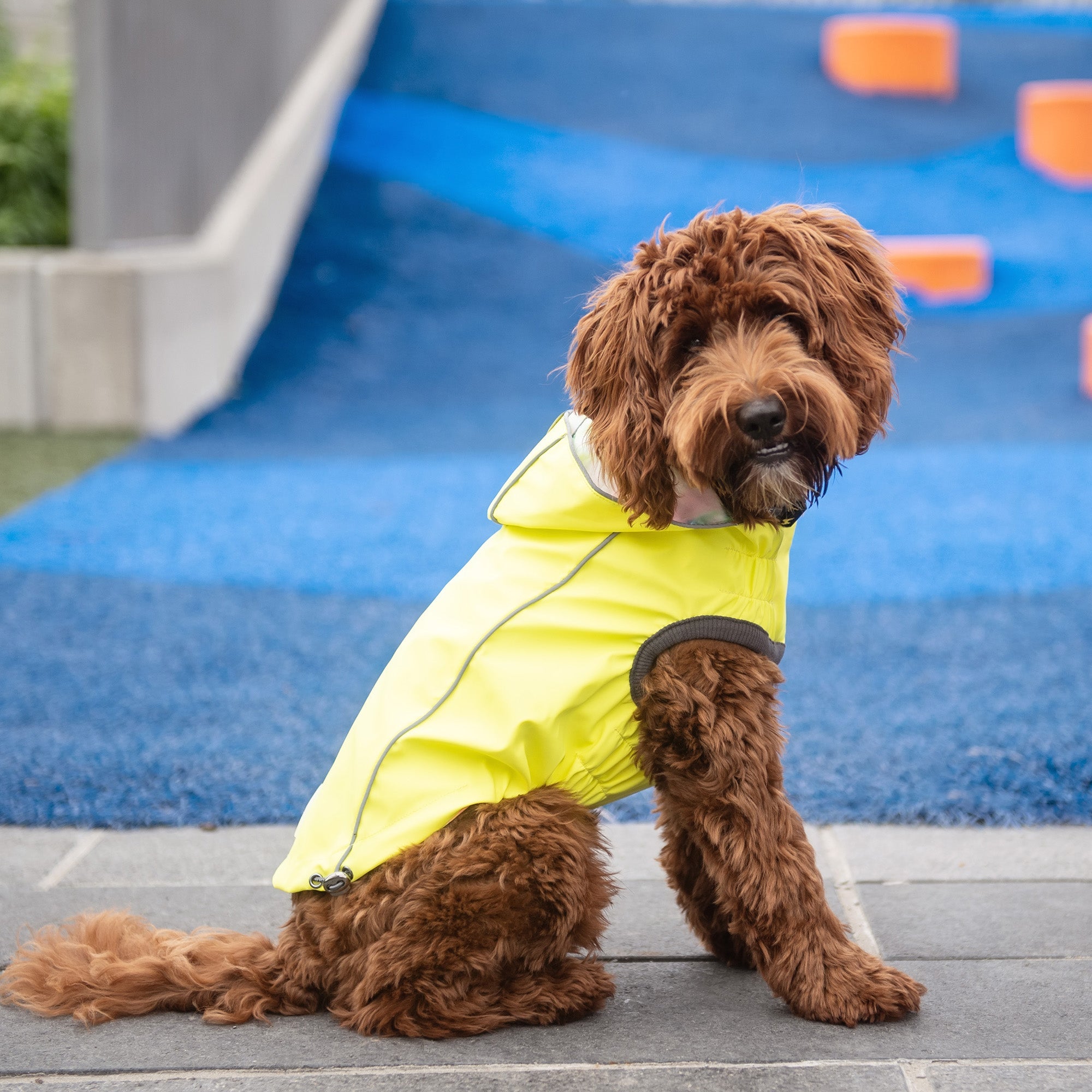 GF PET® Elasto-FIT® Reversible Waterproof Dog Raincoat – Neon Yellow with Tie Dye