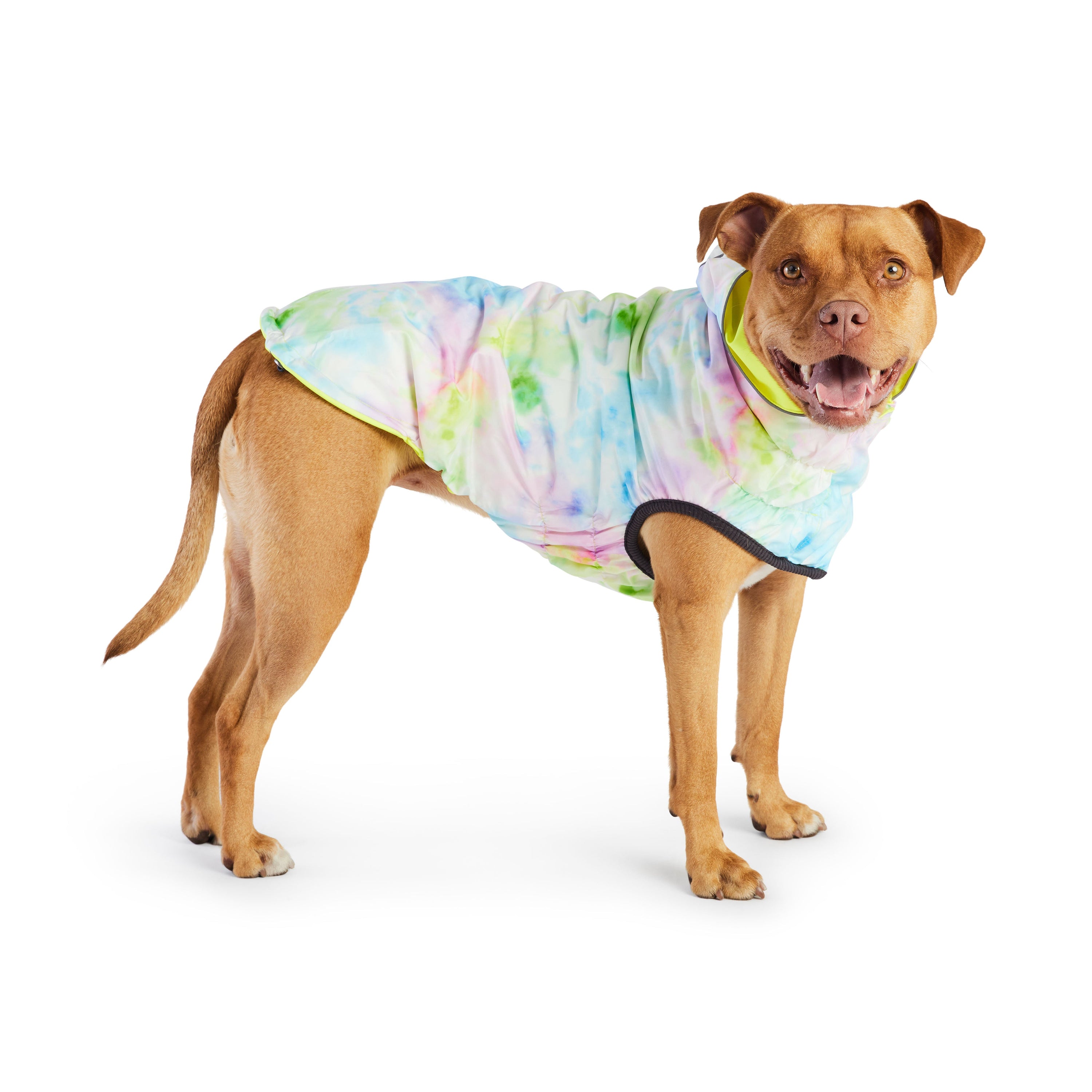 GF PET® Elasto-FIT® Reversible Waterproof Dog Raincoat – Neon Yellow with Tie Dye