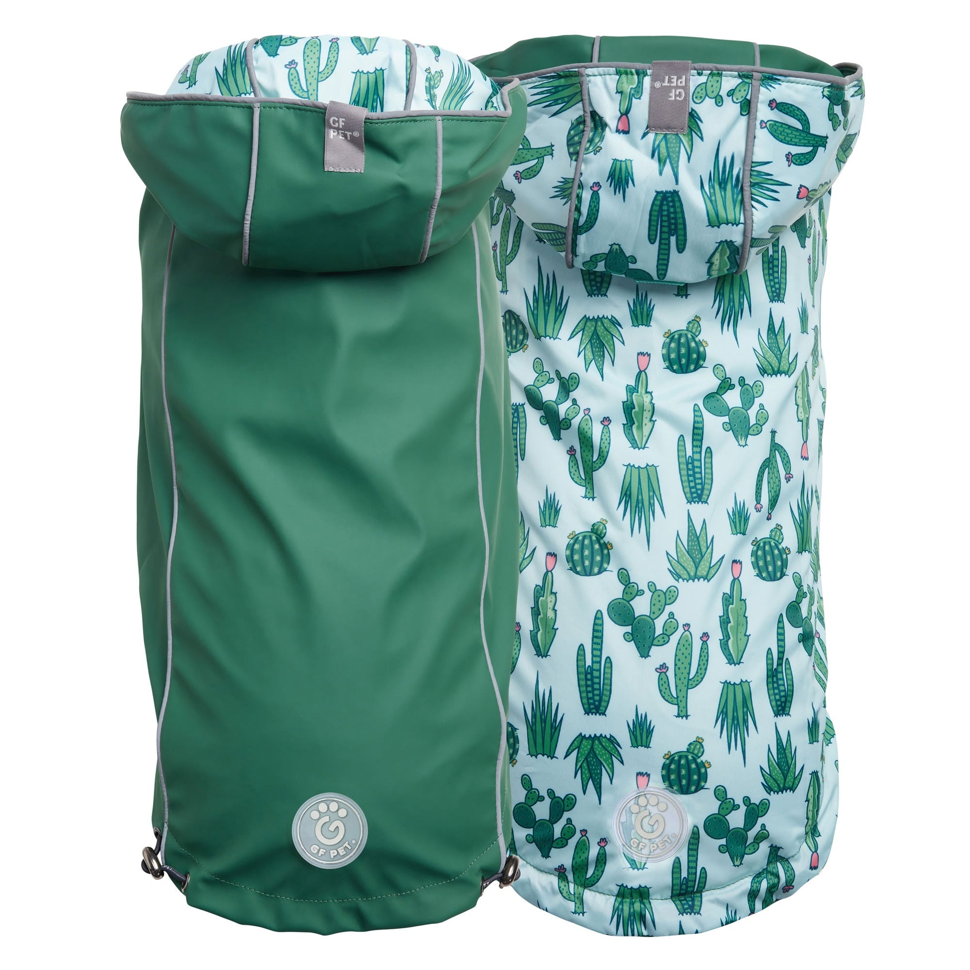 GF PET® Elasto-FIT® Reversible Waterproof Dog Raincoat - Green/Green