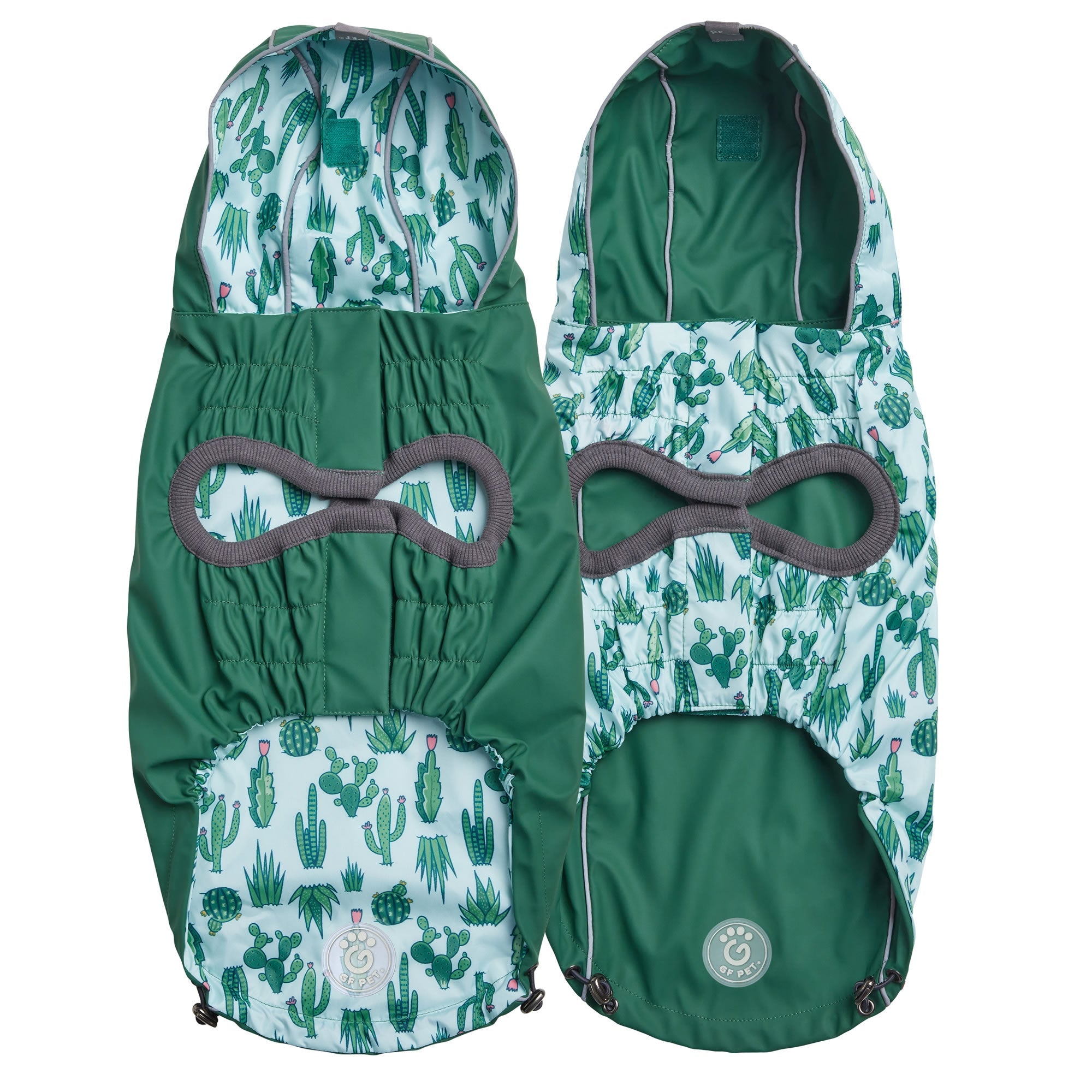 GF PET® Elasto-FIT® Reversible Waterproof Dog Raincoat - Green/Green