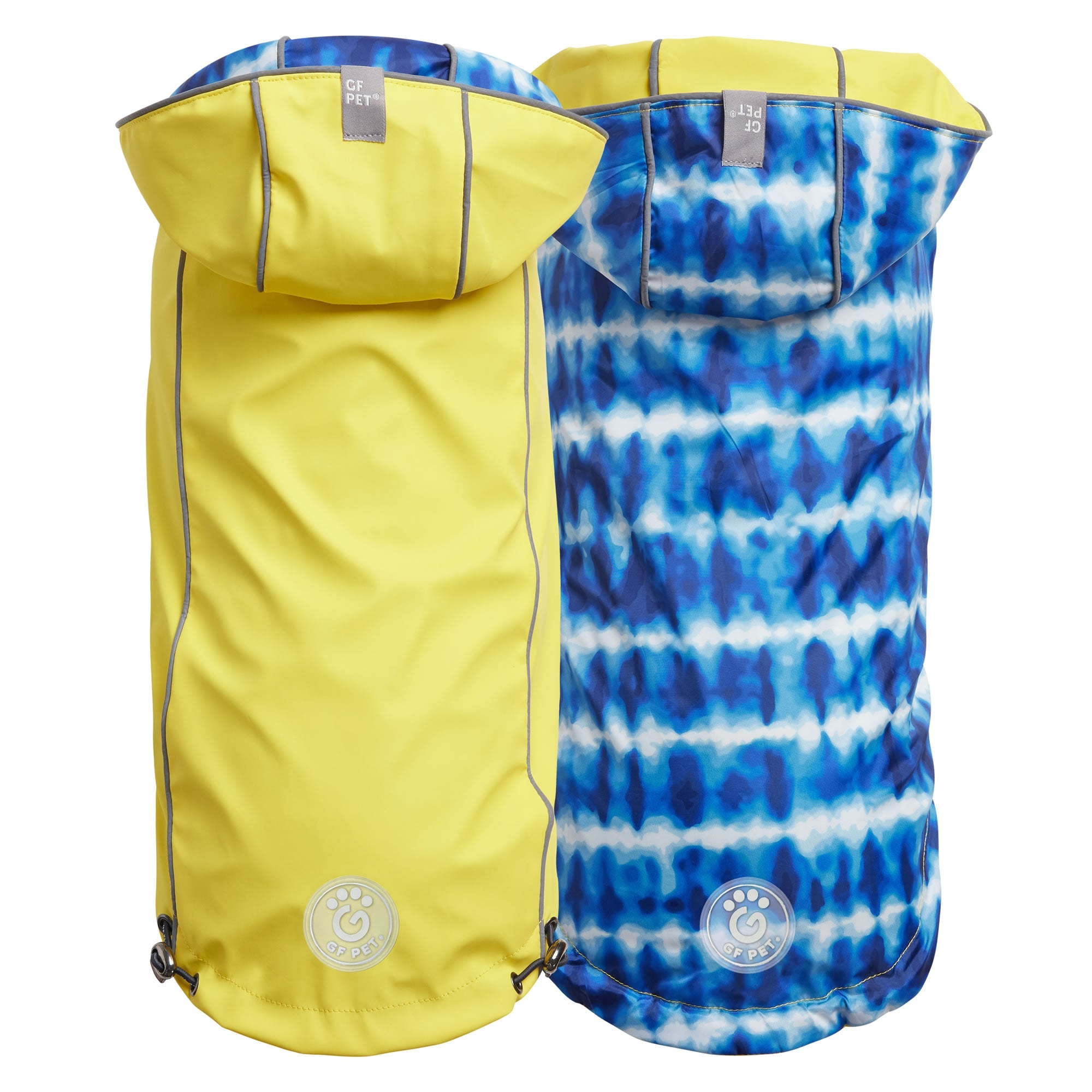 GF PET® Elasto-FIT® Reversible Yellow/ Blue Dog Raincoat – Waterproof & Adjustable Fit