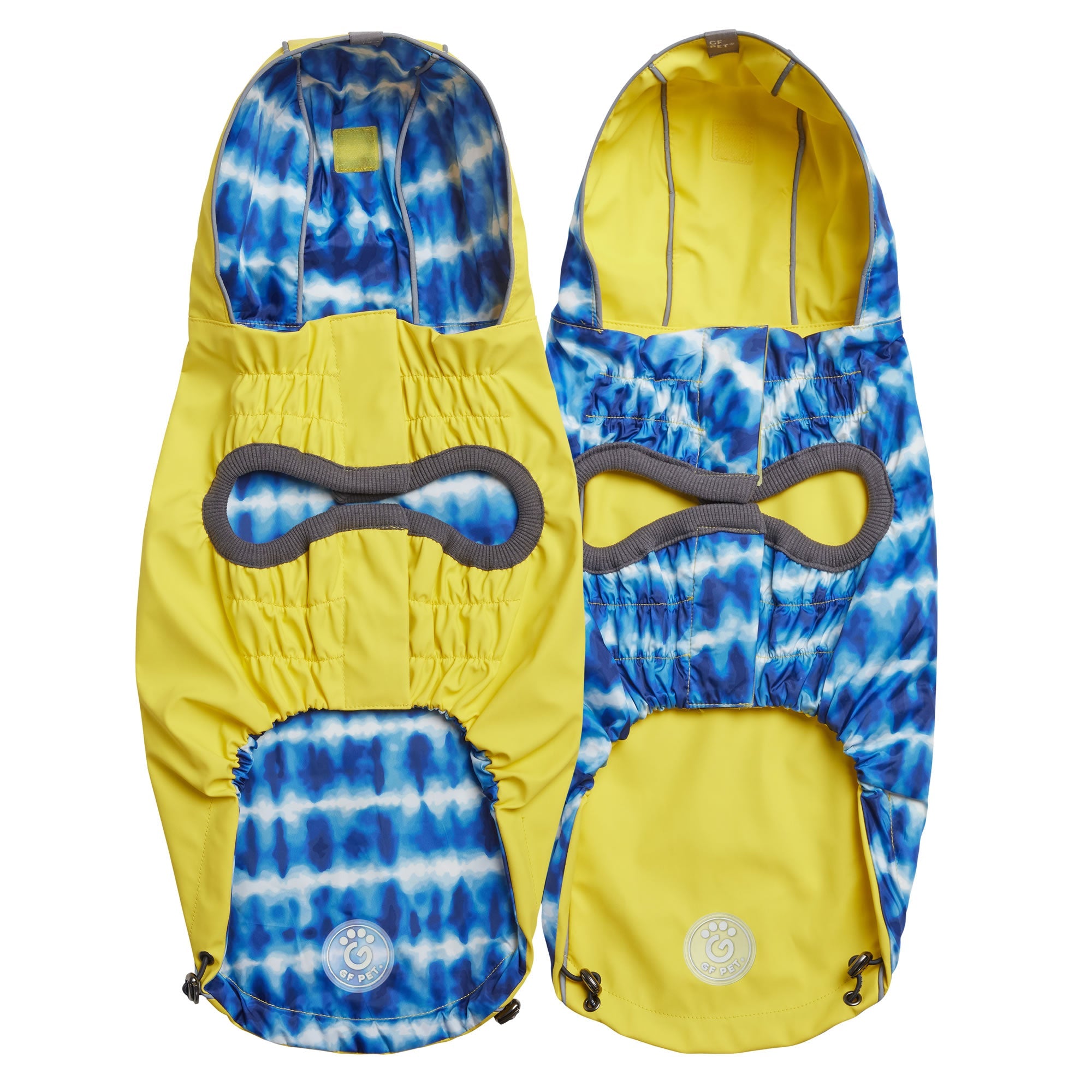 GF PET® Elasto-FIT® Reversible Yellow/ Blue Dog Raincoat – Waterproof & Adjustable Fit