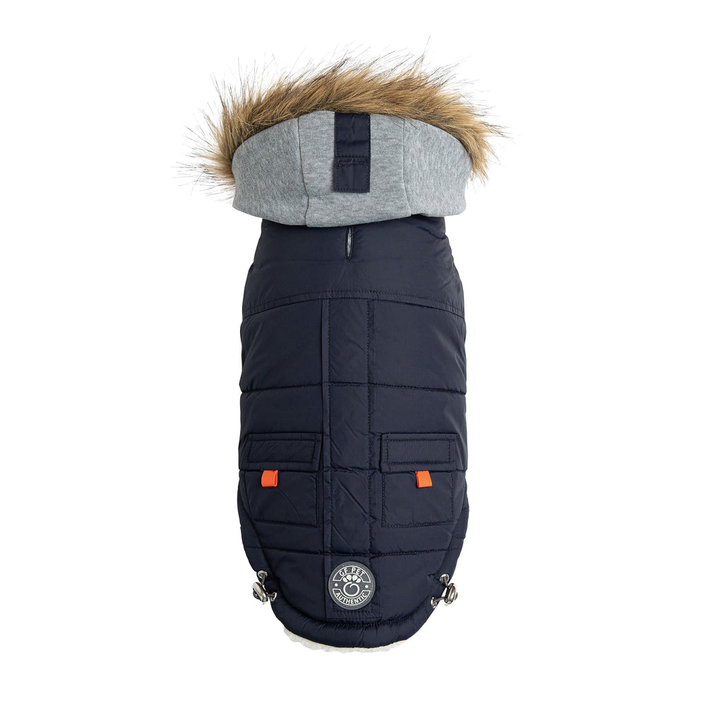 GF PET® Winter Navy Sailor Parka – Warm, Water-Repellent Dog Coat with Sherpa Lining