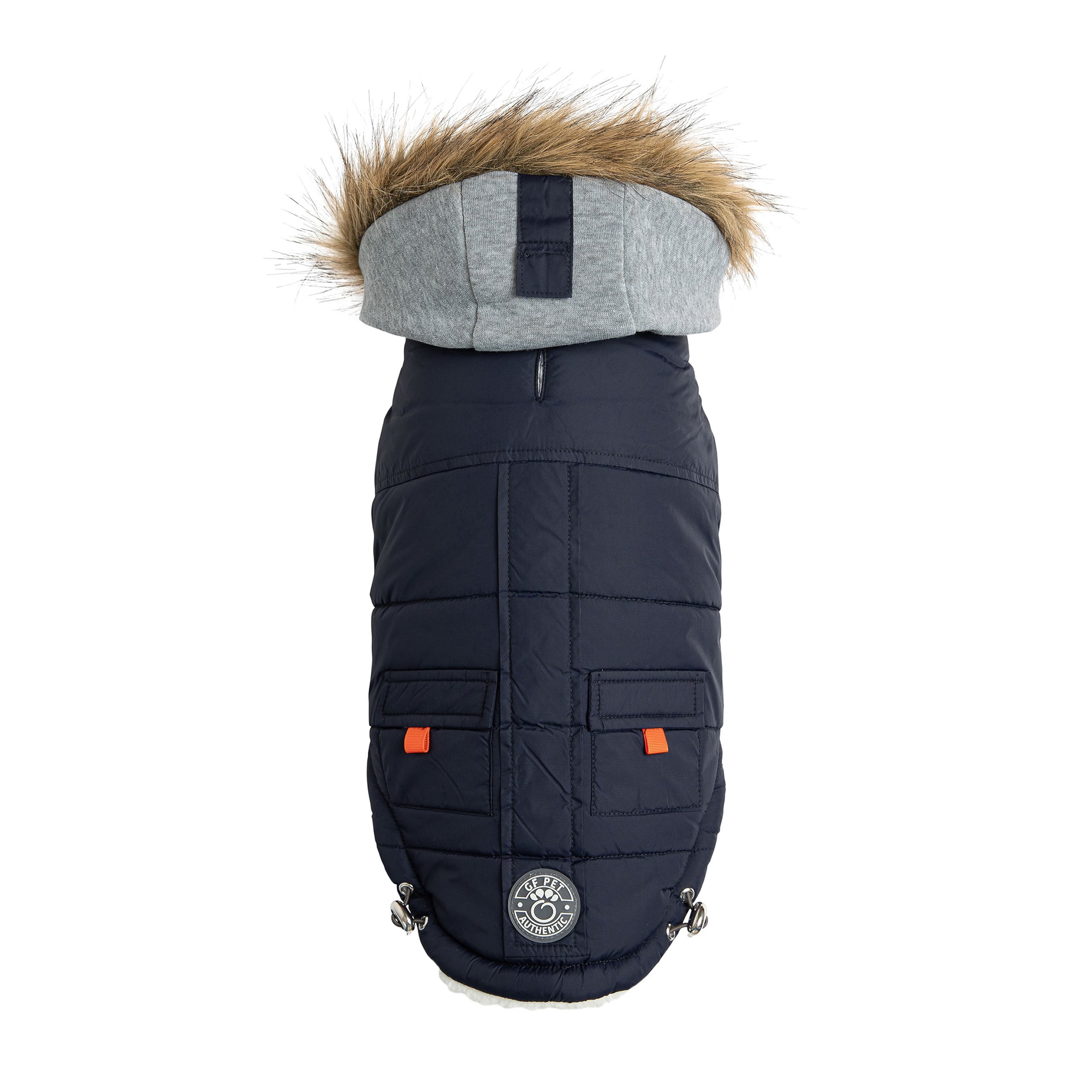 GF PET® Winter Navy Sailor Parka – Warm, Water-Repellent Dog Coat with Sherpa Lining