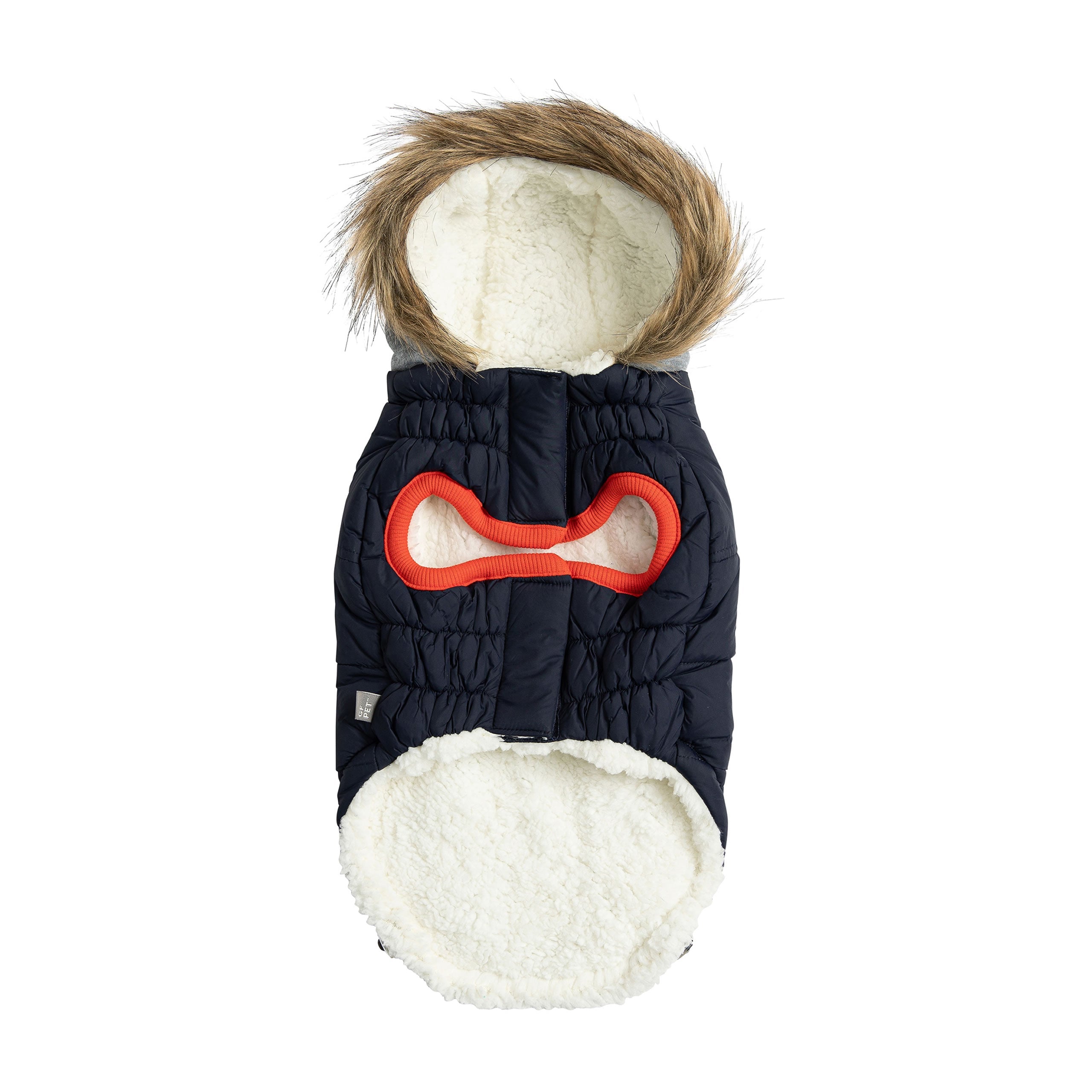 GF PET® Winter Navy Sailor Parka – Warm, Water-Repellent Dog Coat with Sherpa Lining