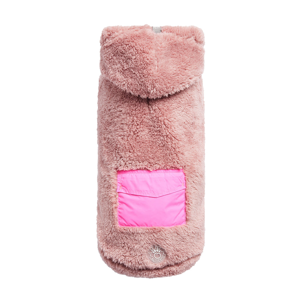 GF PET® Cozy Sherpa Fleece Dog Pink Hoodie – Ultra-Soft with Neon Pocket & Flop Hood