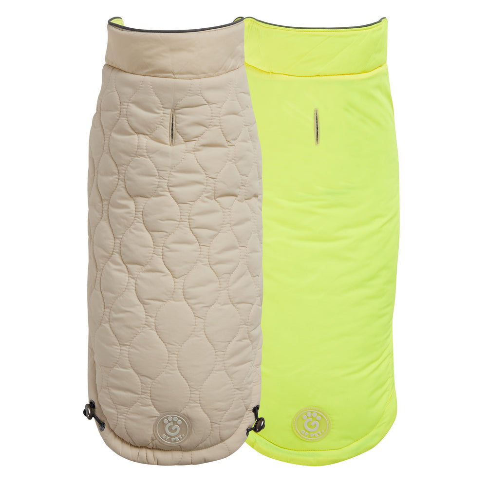GF PET® Reversible Chalet Dog Jacket – Sand/Yellow, Elasto-FIT® & Water-Resistant