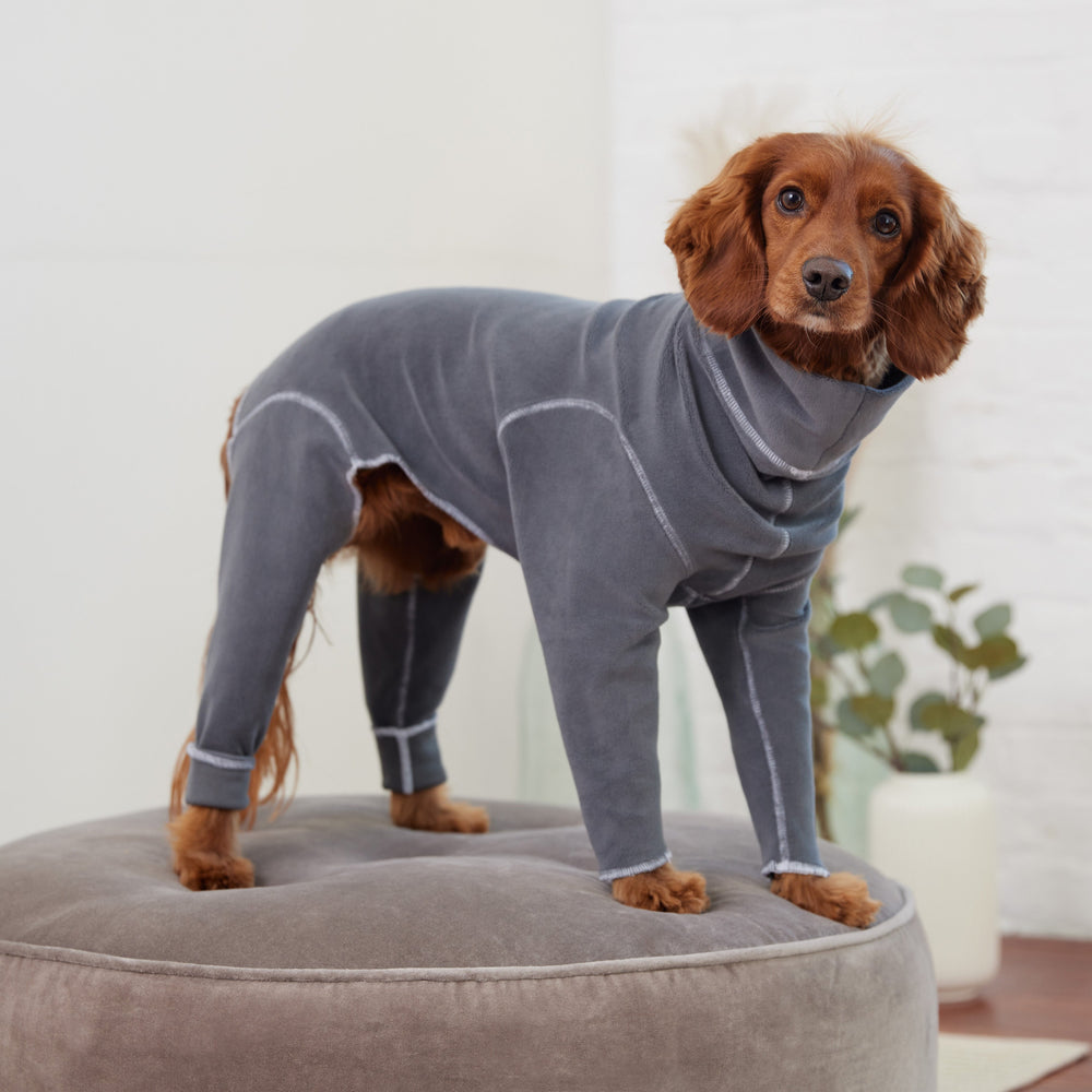 GF PET® Gondola Dog Onesie Pajamas – Charcoal | Warm Fleece Full-Body Suit for Dogs